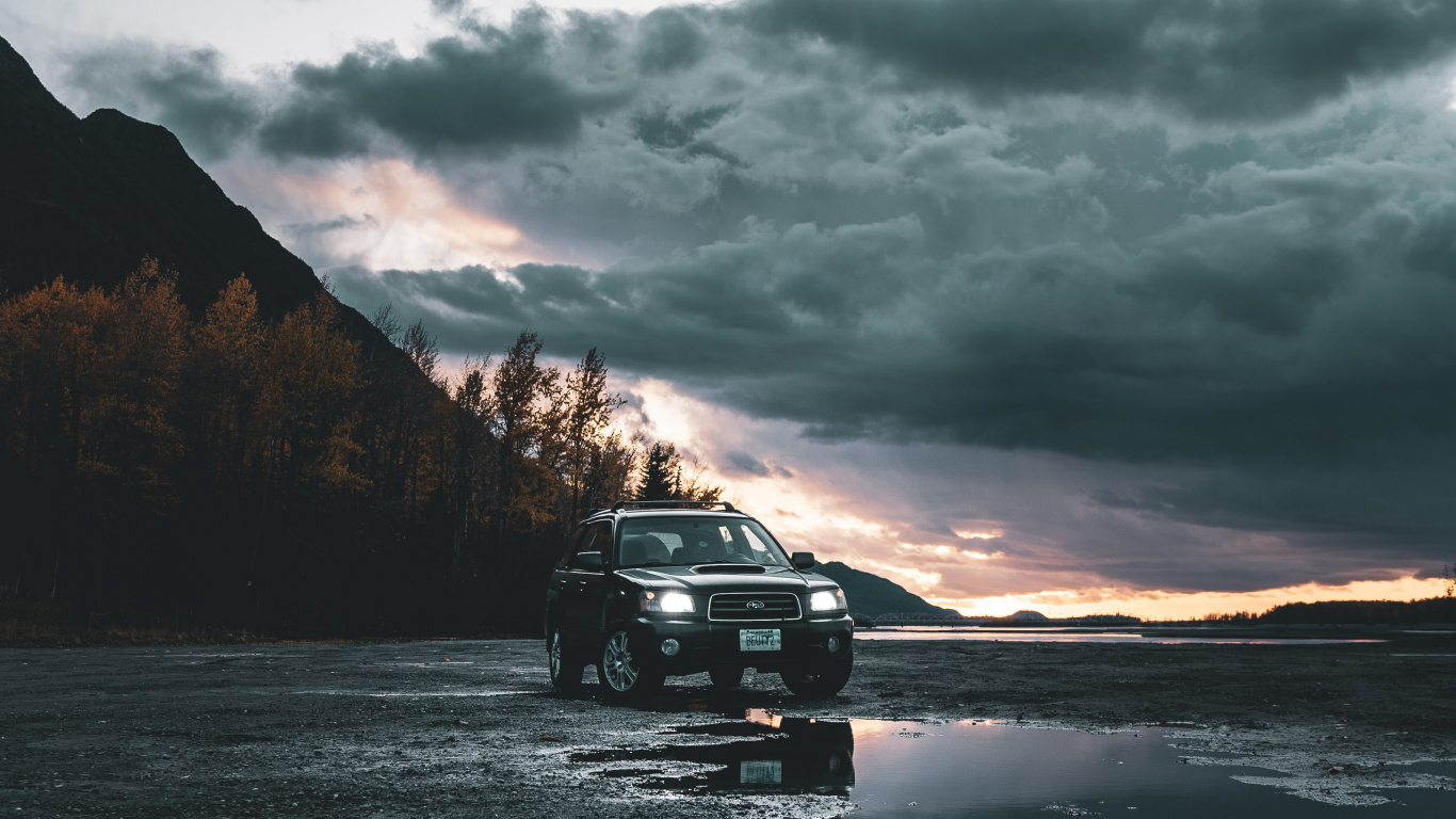 Обои звук, горизонт, океан, вода, вход в разрешении 1366x768