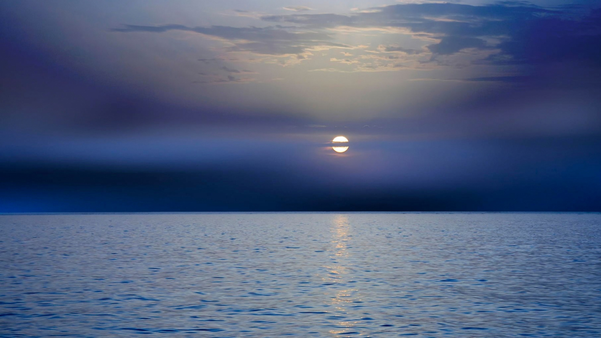 Обои горизонт, закат, восход солнца, море, вода в разрешении 1920x1080