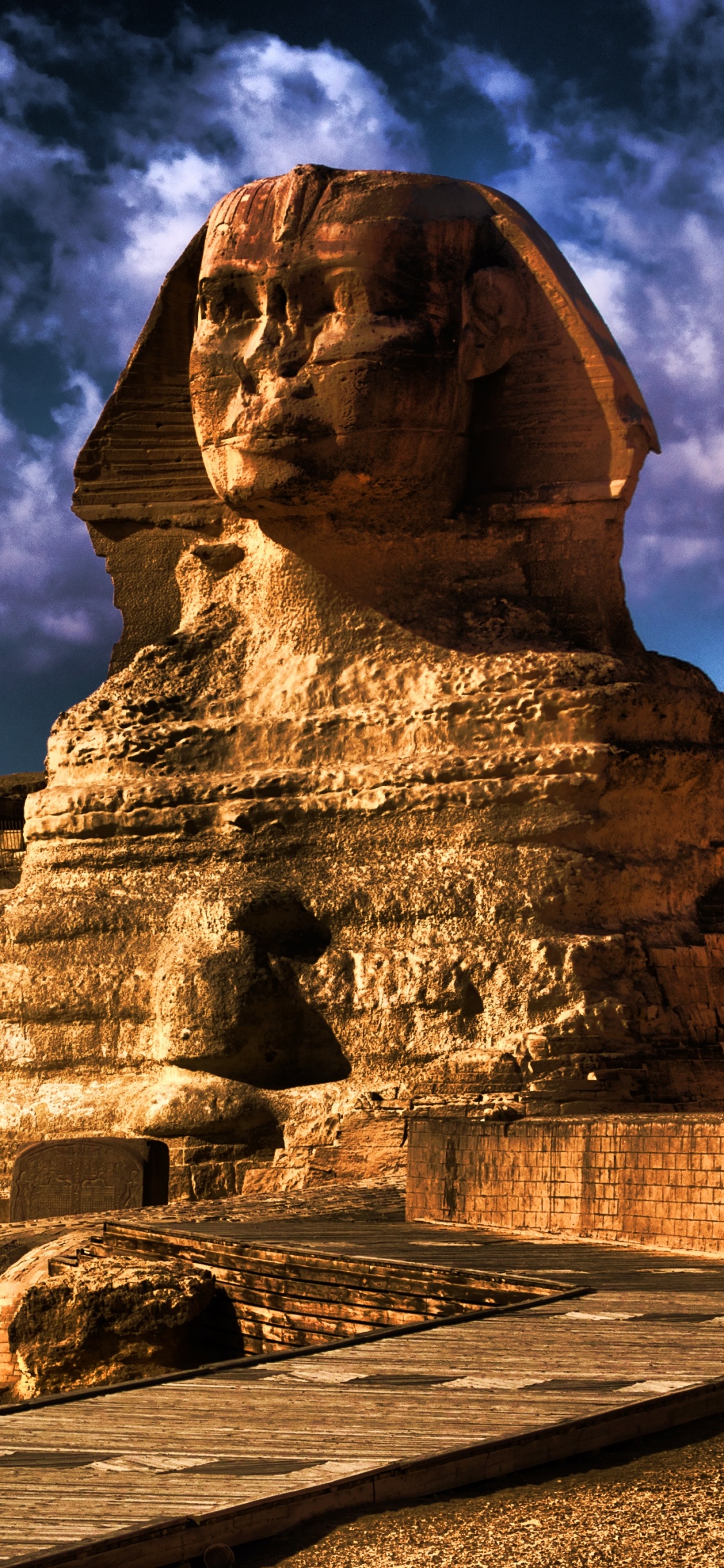 Обои Великий Сфинкс Гизы, египетская пирамида, пирамида, ориентир, древняя история в разрешении 1125x2436