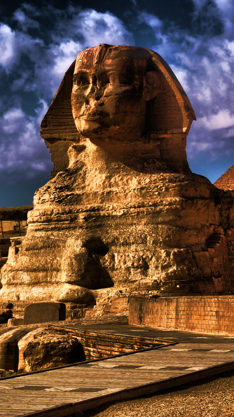 Обои Великий Сфинкс Гизы, египетская пирамида, пирамида, ориентир, древняя история в разрешении 750x1334