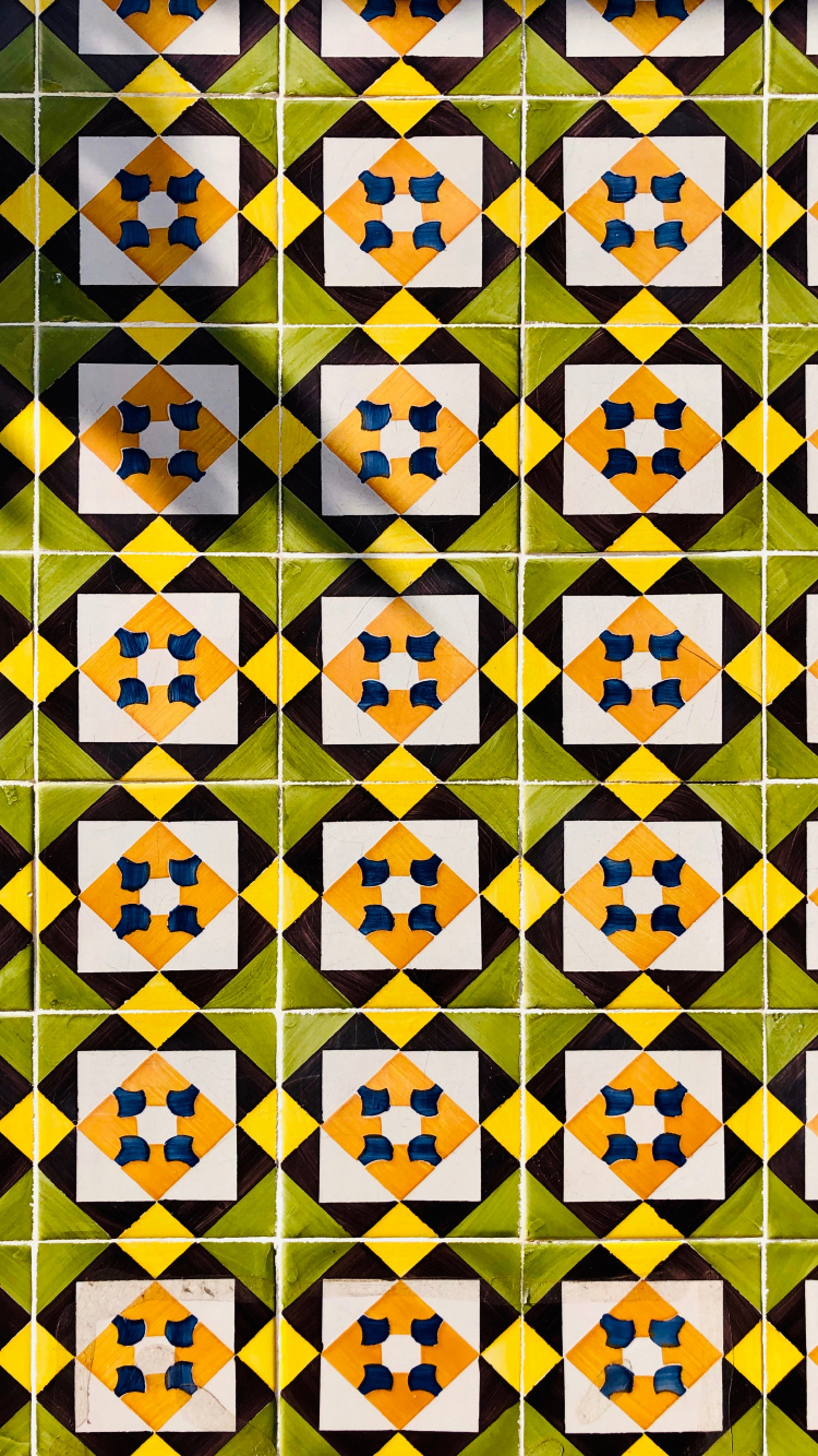 Обои узор, дизайн, желтый, симметрия, Апельсин в разрешении 750x1334