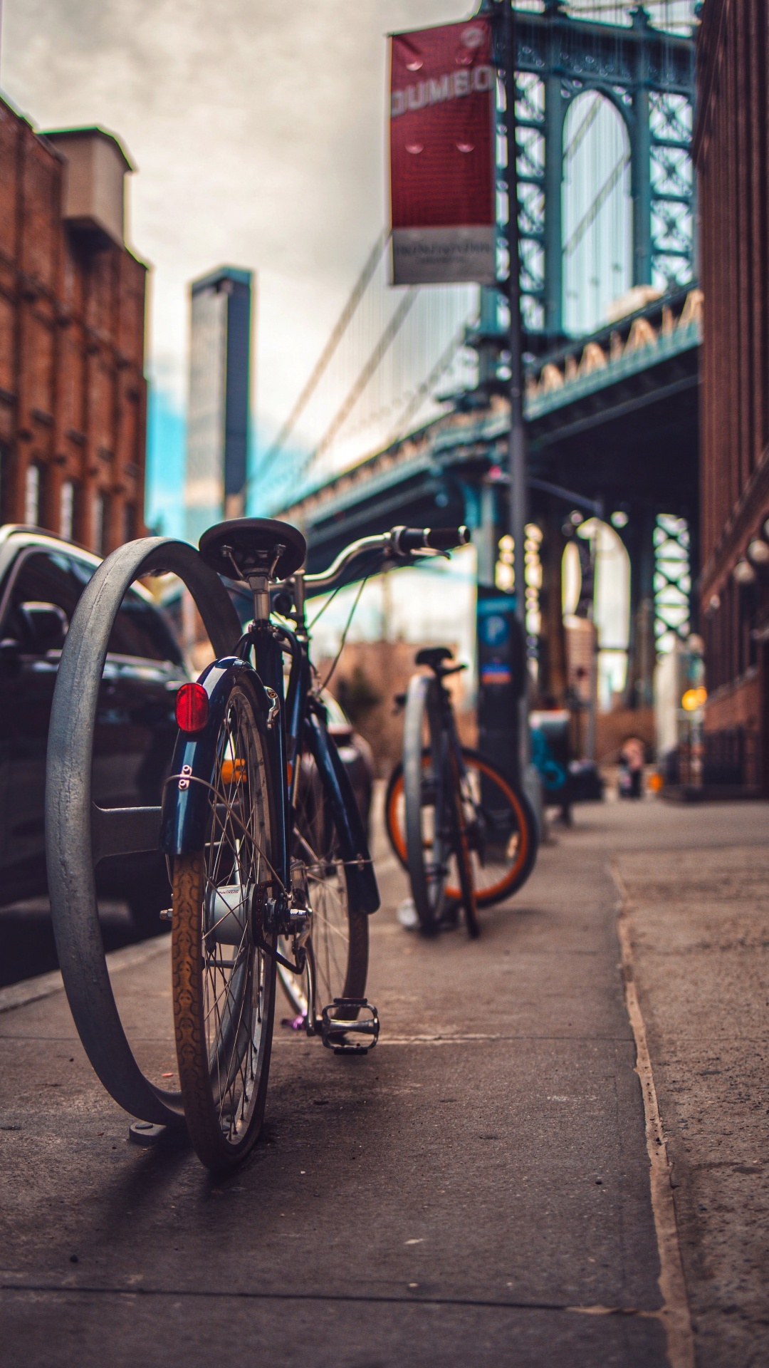 Обои дорожный велосипед, горный велосипед, дорога, легковые автомобили, Велоспорт в разрешении 1080x1920