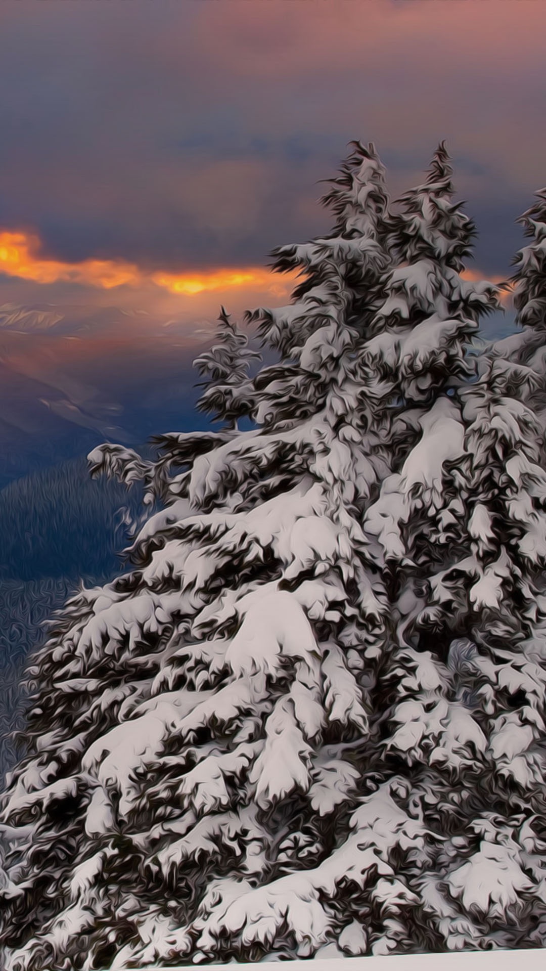 Обои зима, гора, снег, горный рельеф, дерево в разрешении 1080x1920