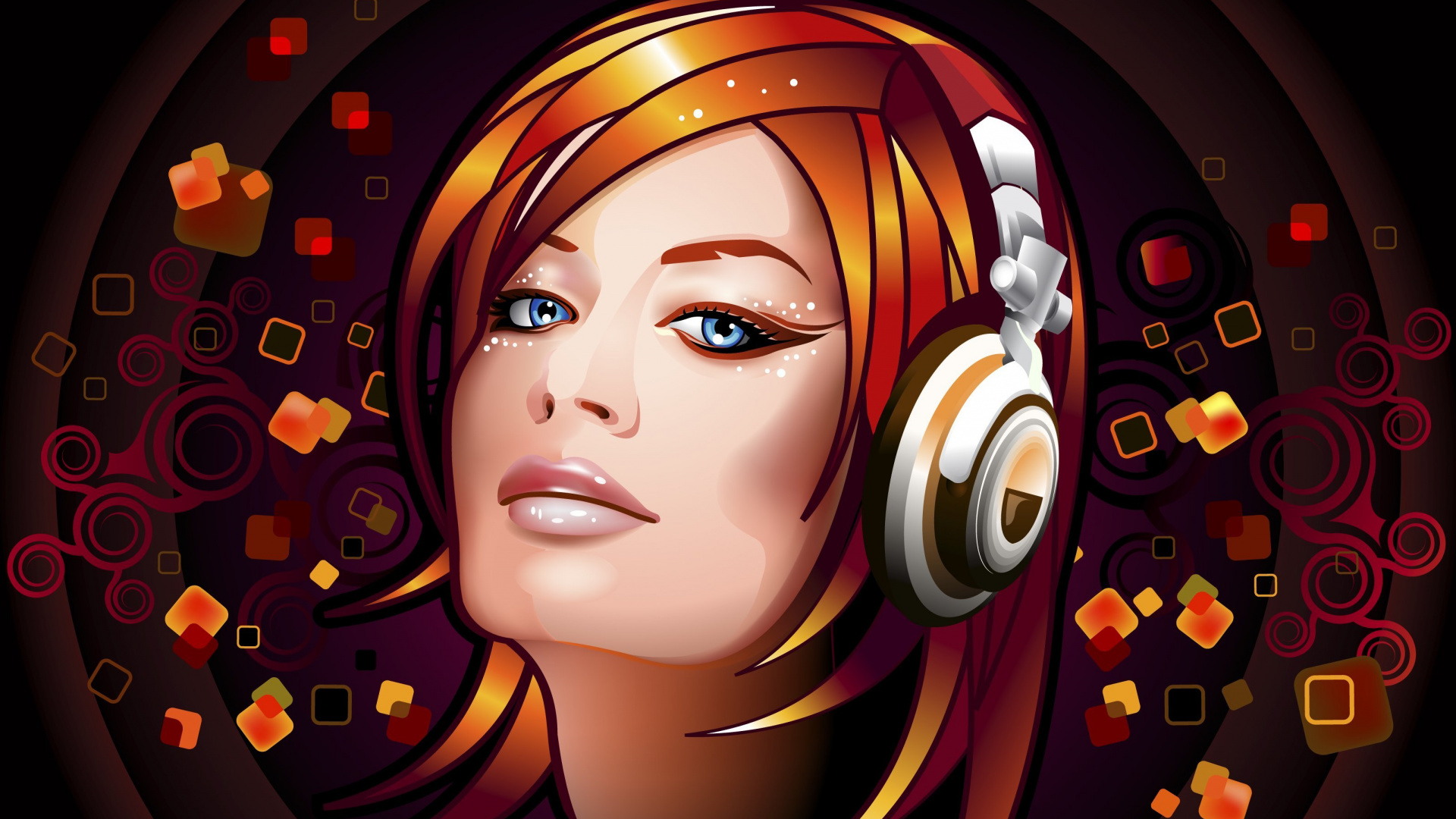 Обои рисование, иллюстрация, арт, волосы, музыка в разрешении 1920x1080