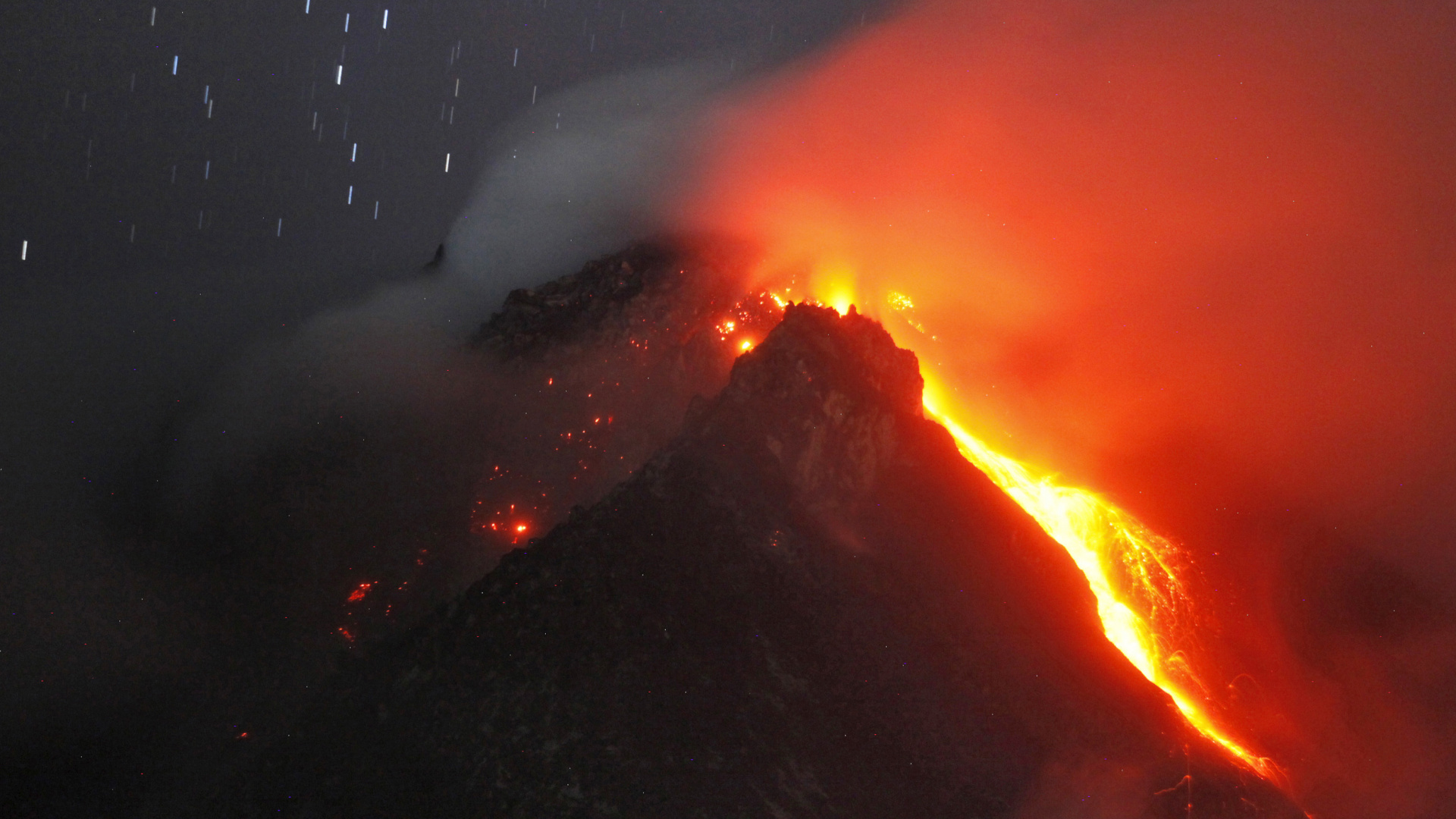 Обои Синабунг, вулкан, лава, типы вулканических извержений, купол лавы в разрешении 1920x1080