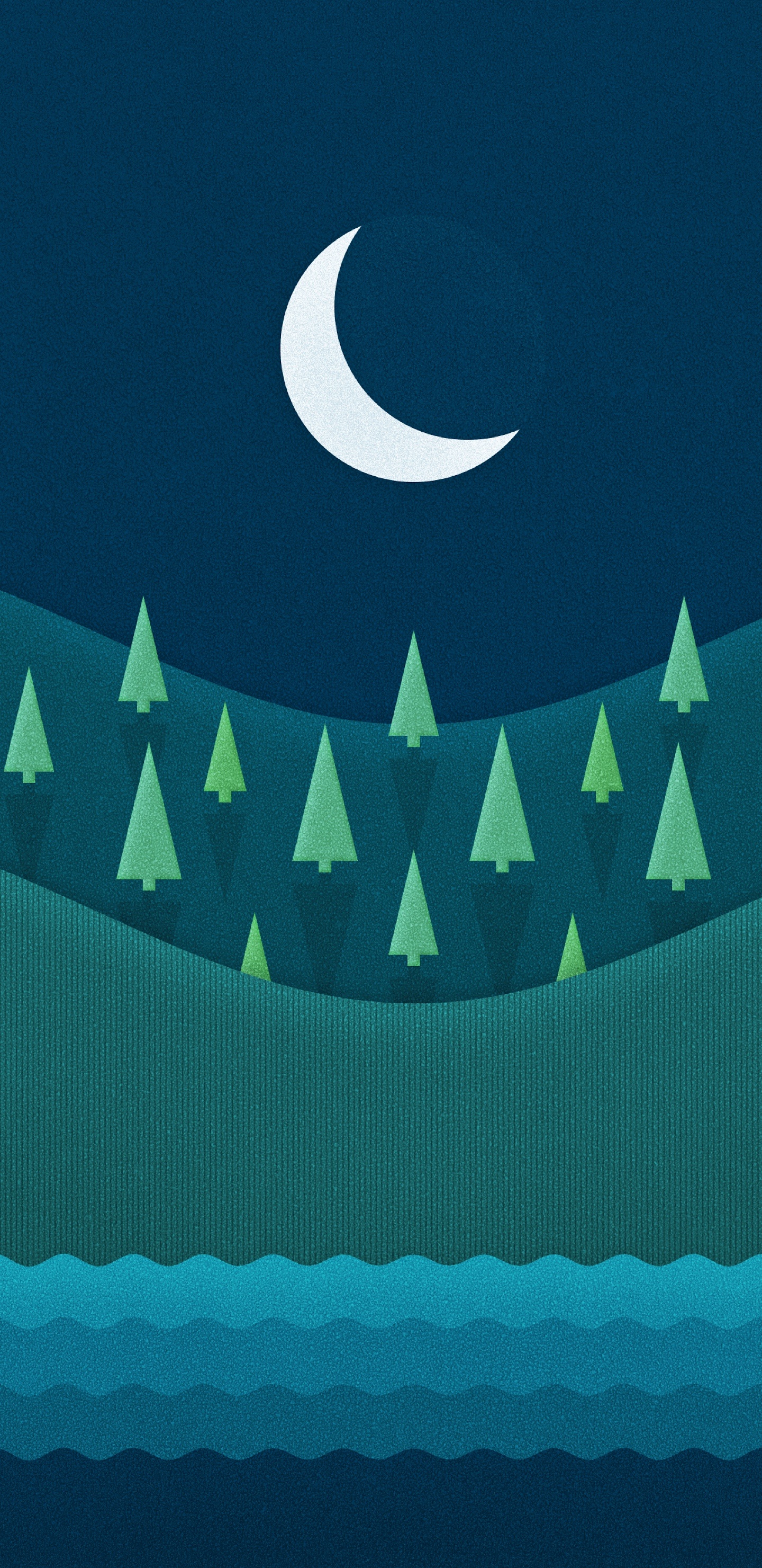 Обои бирюза, луна, лазурный, прямоугольник, растение в разрешении 1440x2960