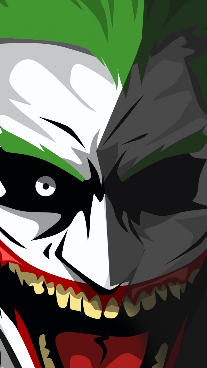 Обои Джокер, Харли Квинн, Бэтмен, суперзлодей, иллюстрация в разрешении 720x1280