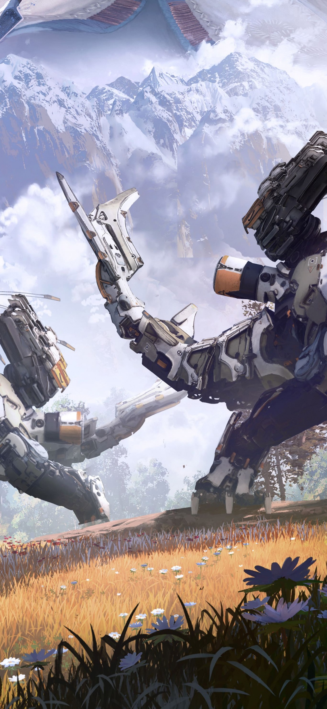 Обои Алой, арт, playstation 4, искусство, гора в разрешении 1125x2436