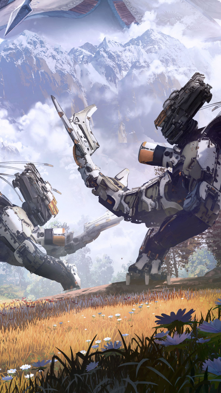 Обои Алой, арт, playstation 4, искусство, гора в разрешении 750x1334