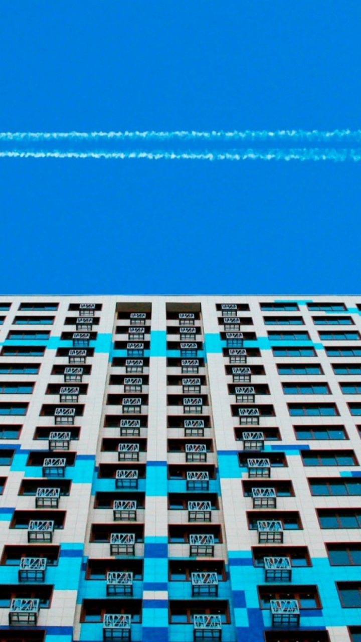 Обои синий, архитектура, башня, небоскреб, небо в разрешении 720x1280