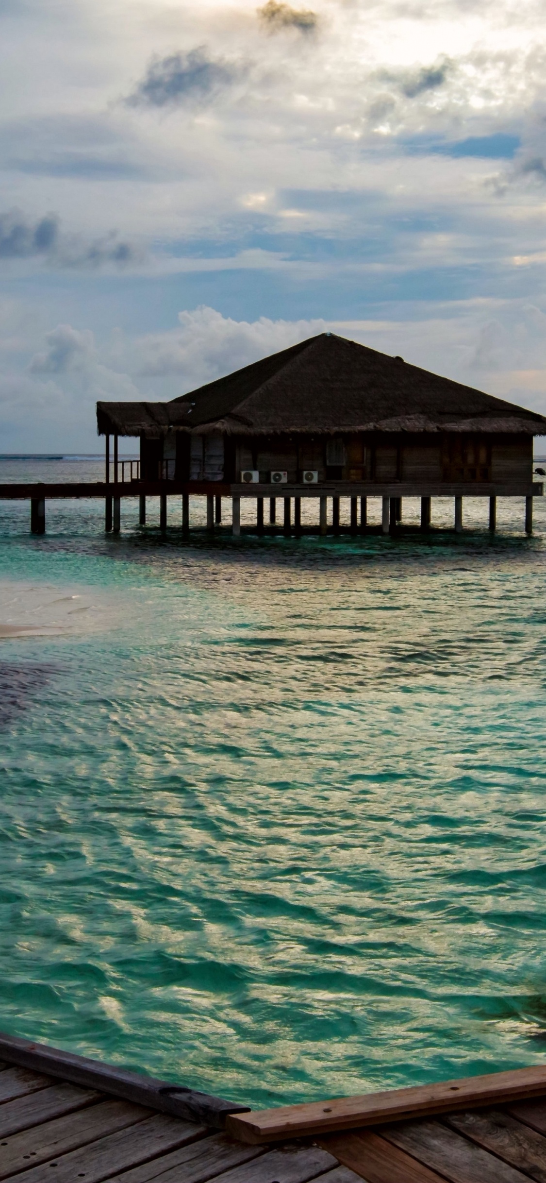 Обои море, океан, Пирс, вода, облако в разрешении 1125x2436