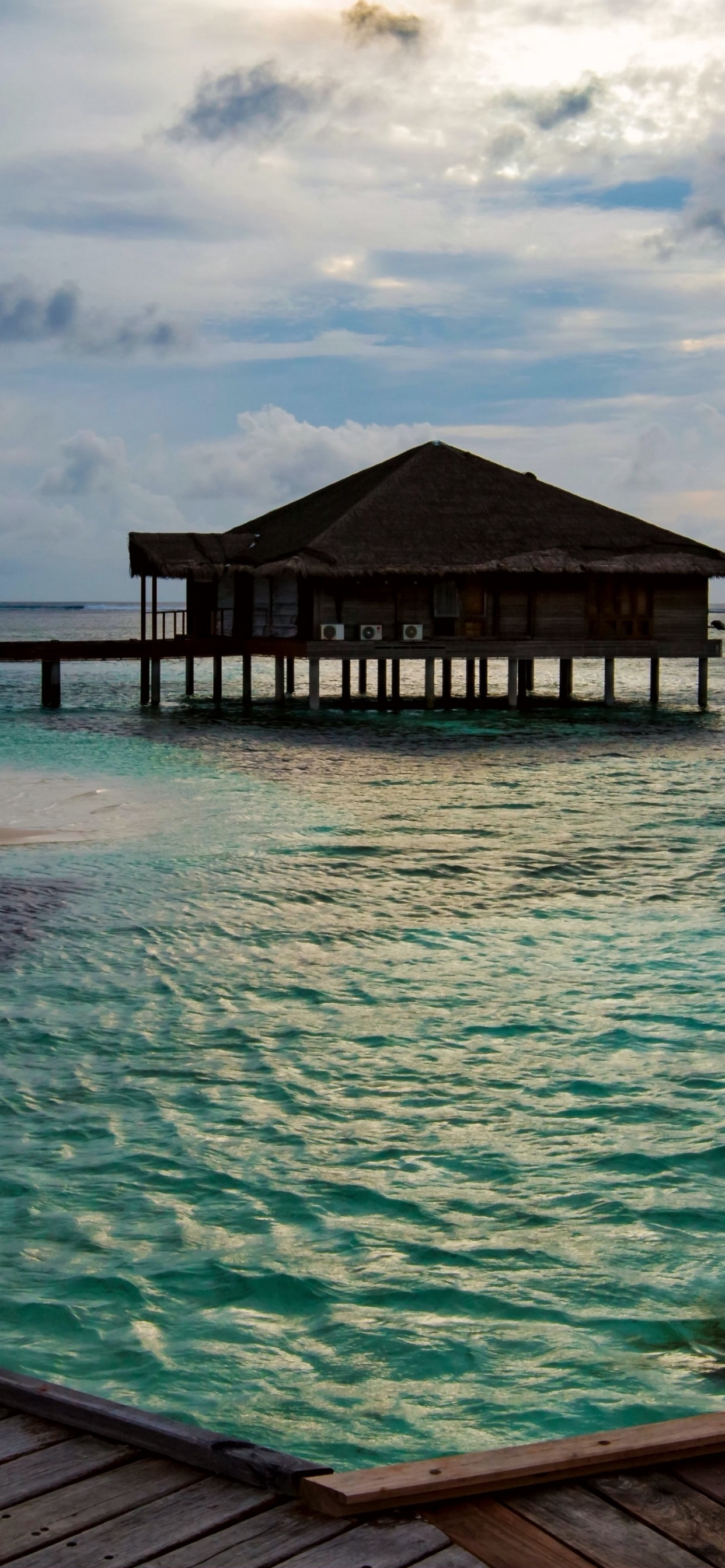 Обои море, океан, Пирс, вода, облако в разрешении 1242x2688