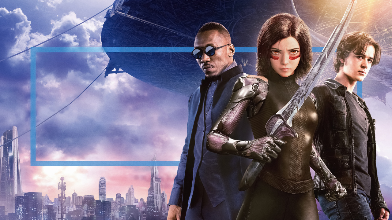 Обои Джеймс Кэмерон, Роза Салазар, Алита Боевой Ангел, Постер фильма, кино в разрешении 1280x720