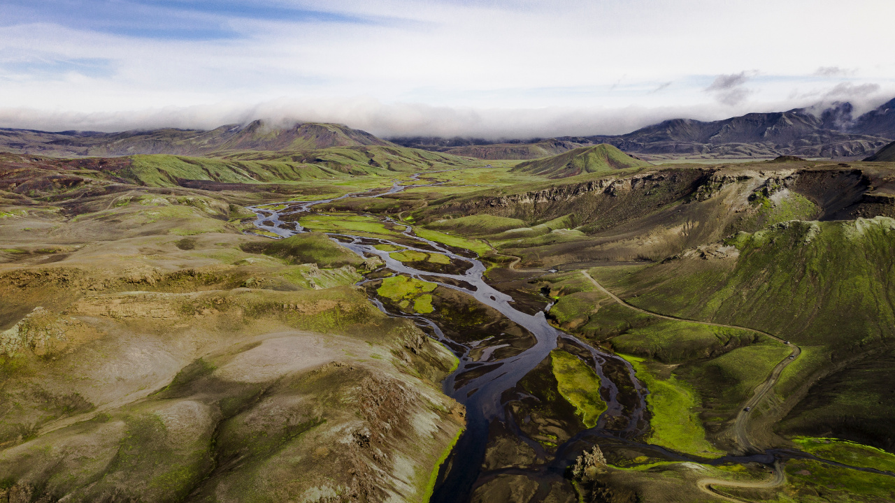 Обои Хорнстрандирский заповедник, Водопад Маклин, облако, гора, растение в разрешении 1280x720