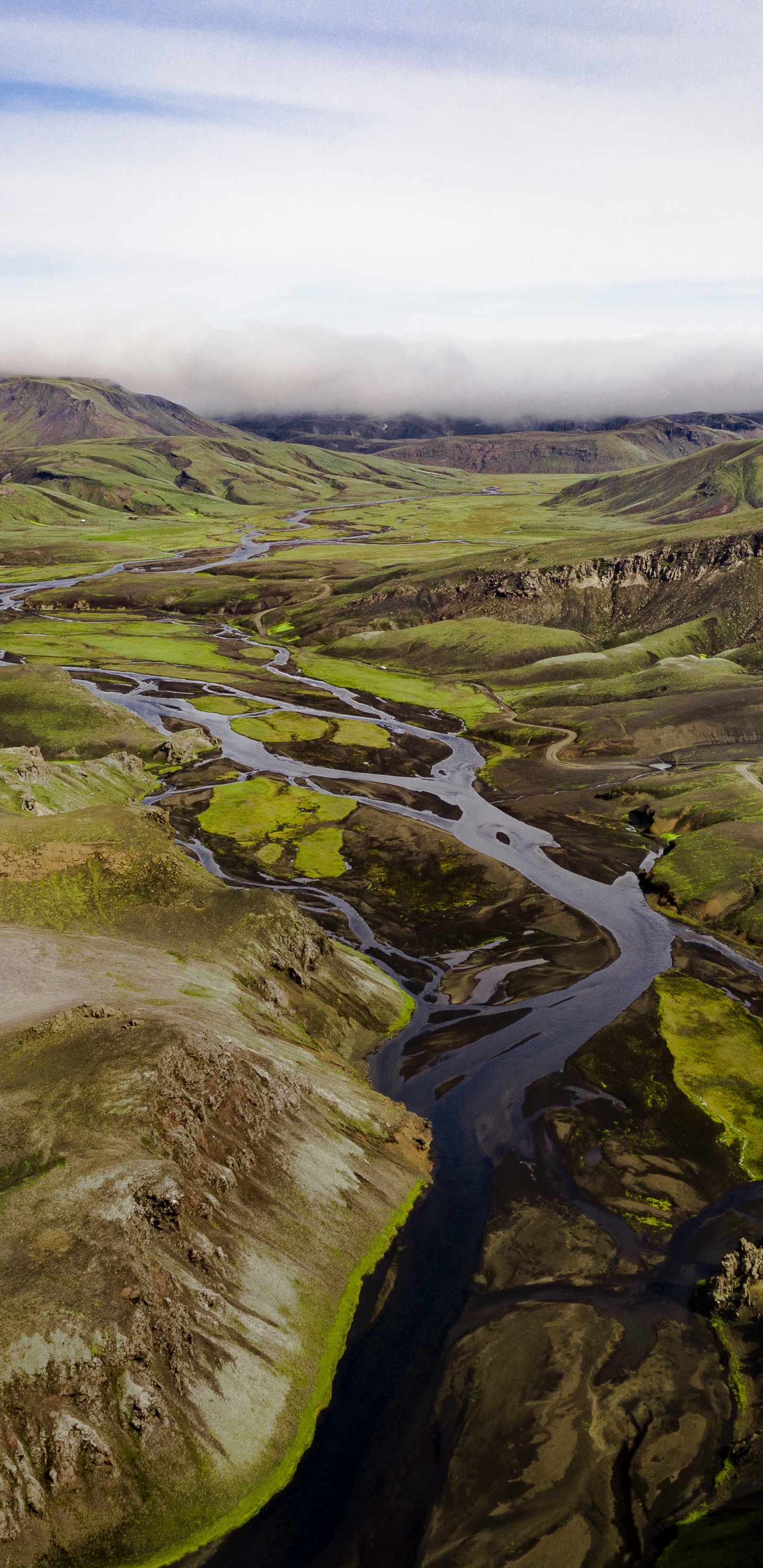 Обои Хорнстрандирский заповедник, Водопад Маклин, облако, гора, растение в разрешении 1440x2960