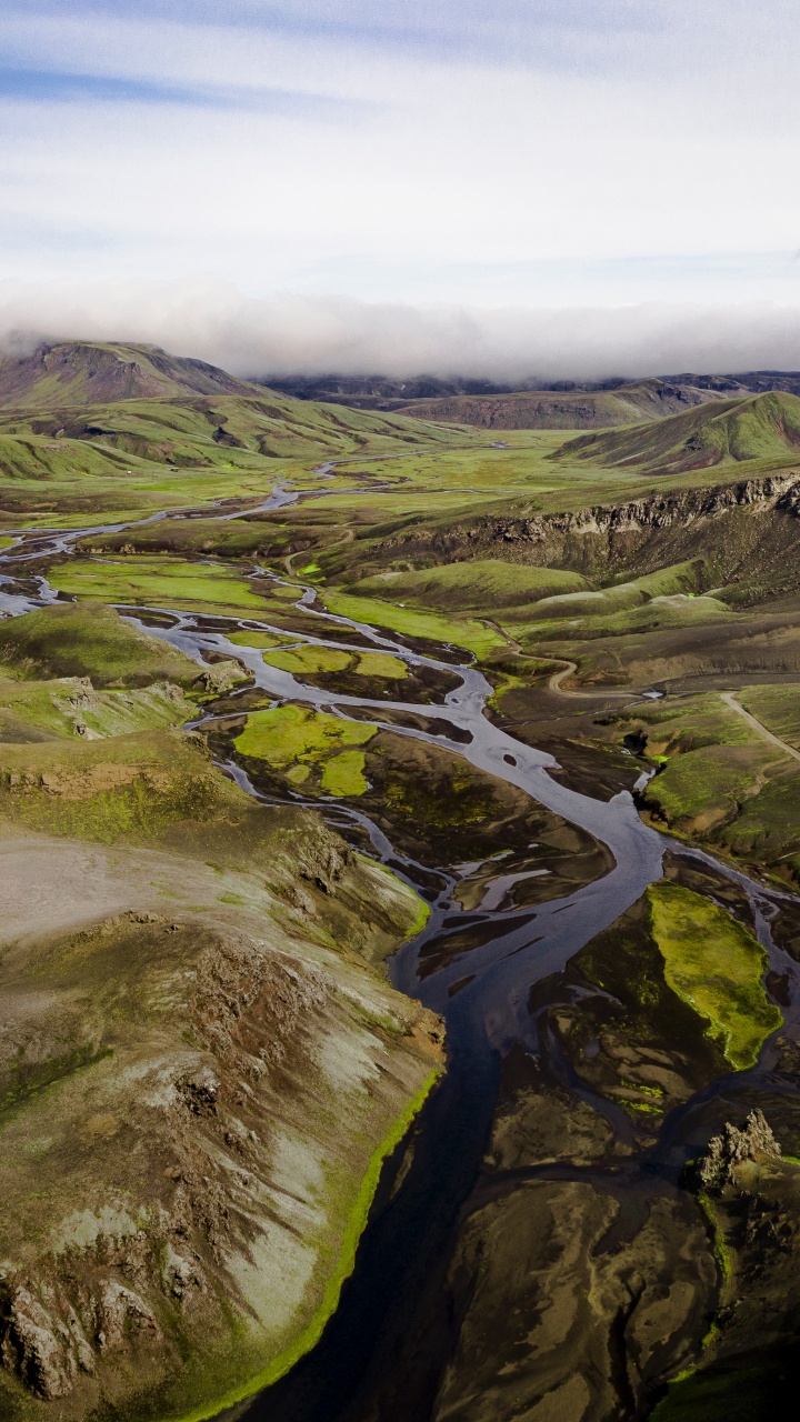 Обои Хорнстрандирский заповедник, Водопад Маклин, облако, гора, растение в разрешении 720x1280