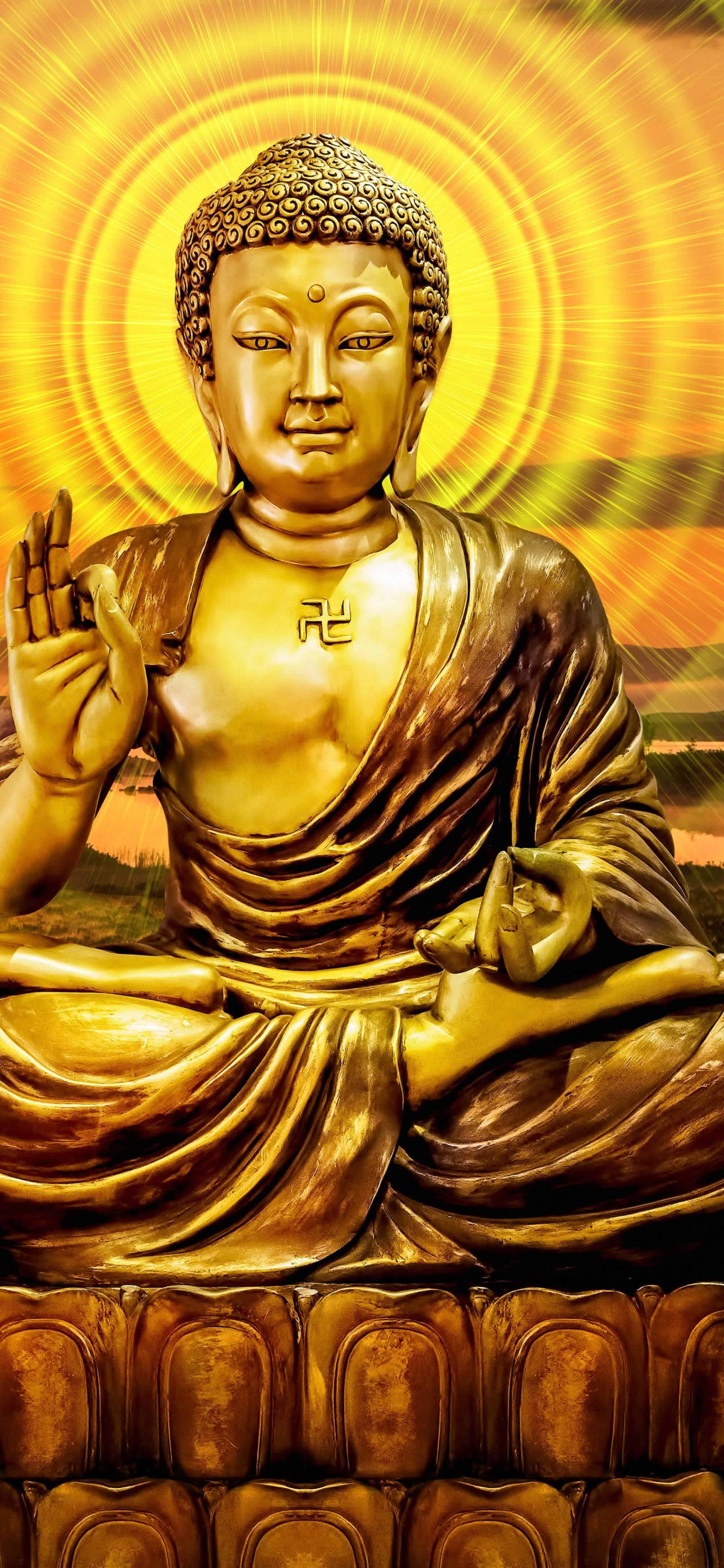 Обои Buddharupa, статуя, медитация, мифическое существо, храм в разрешении 1242x2688