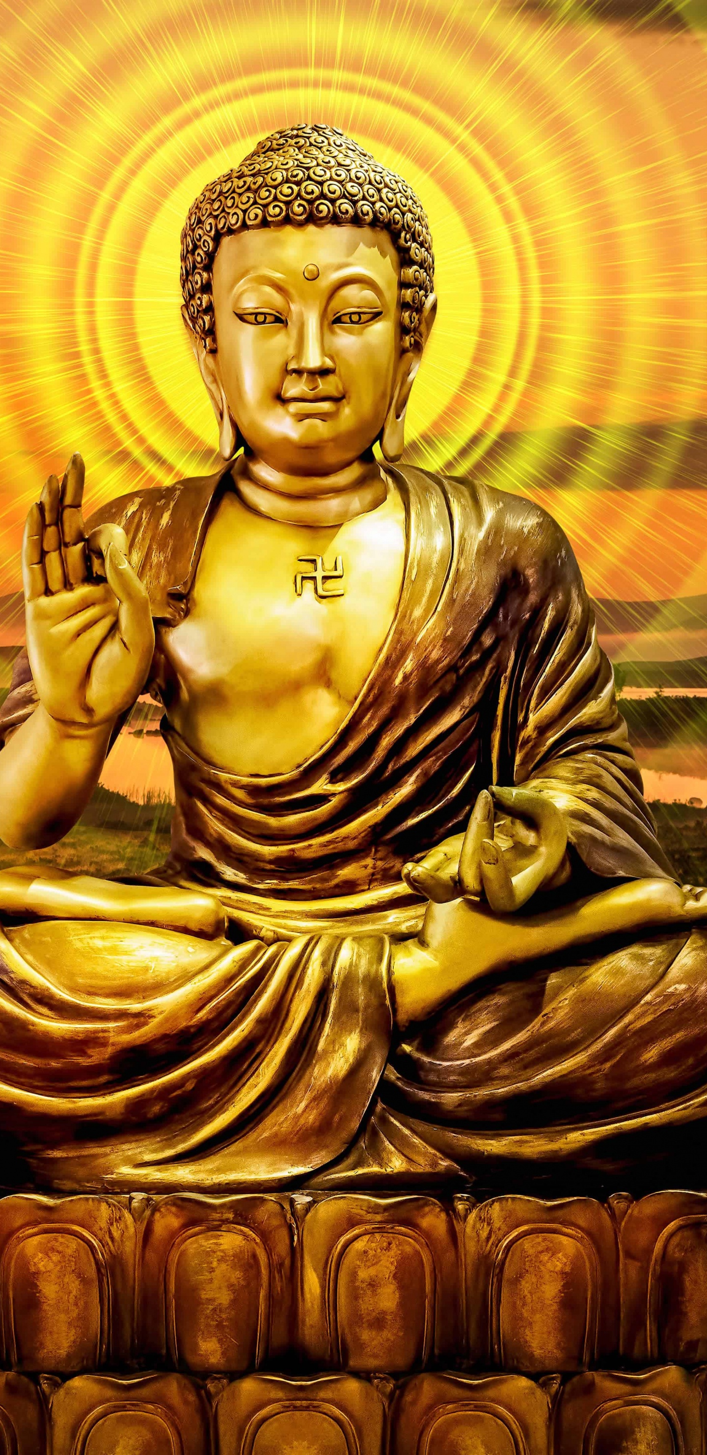 Обои Buddharupa, статуя, медитация, мифическое существо, храм в разрешении 1440x2960