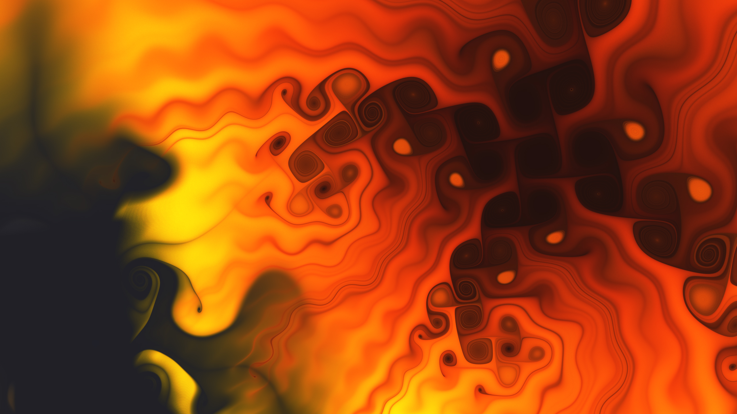 Обои Апельсин, арт, пламя, тепло, огонь в разрешении 2560x1440