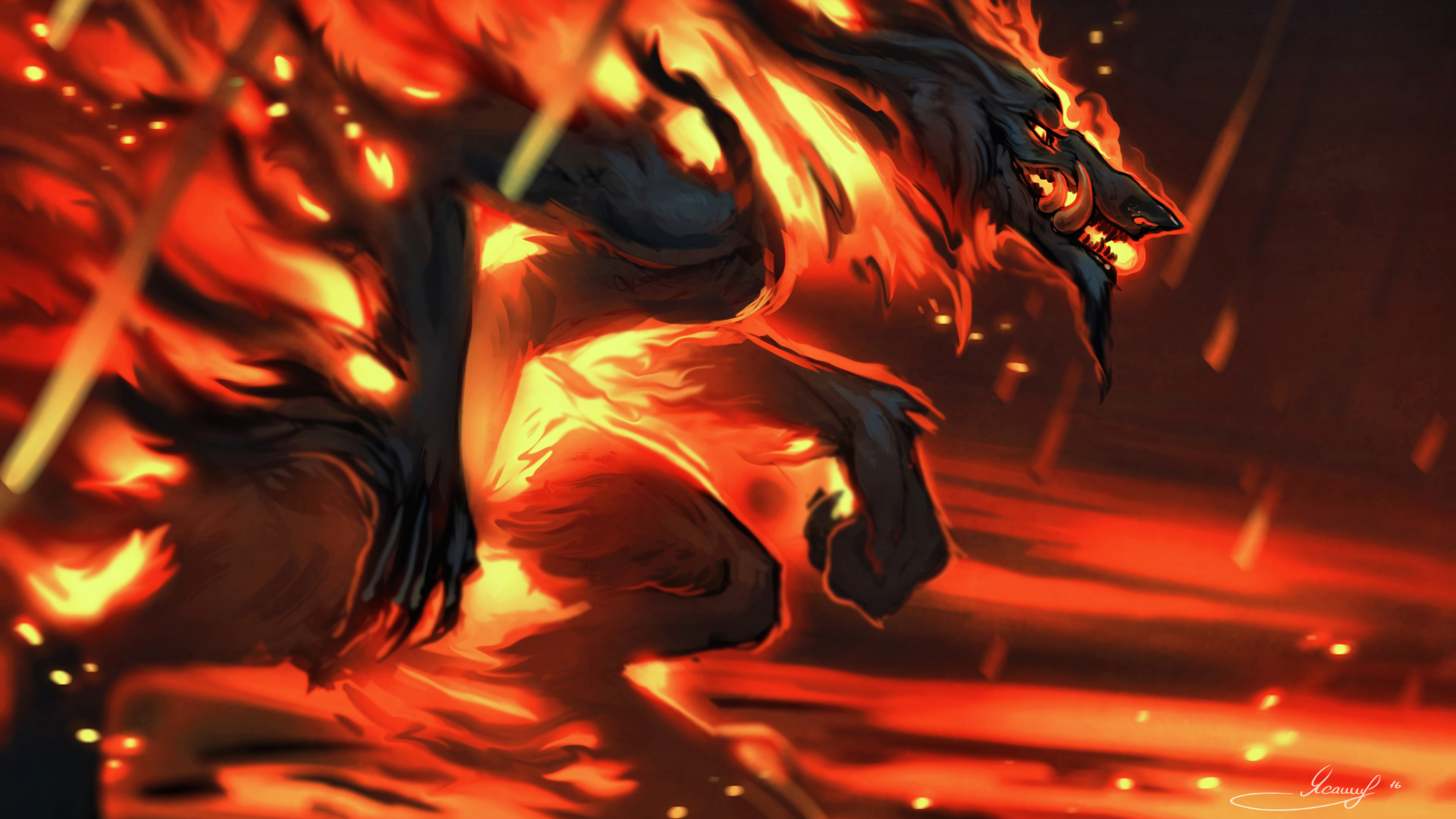 Обои тепло, пламя, огонь, Апельсин, вода в разрешении 3840x2160