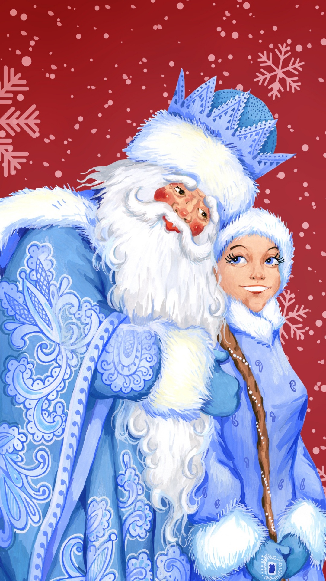 Обои Новый год, Санта-Клаус, Рождественский день, снегурочка, зима в разрешении 1080x1920