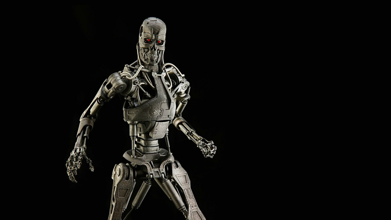 Обои киборг, робот, Научная фантастика, фигурка, 3d моделирование в разрешении 1366x768