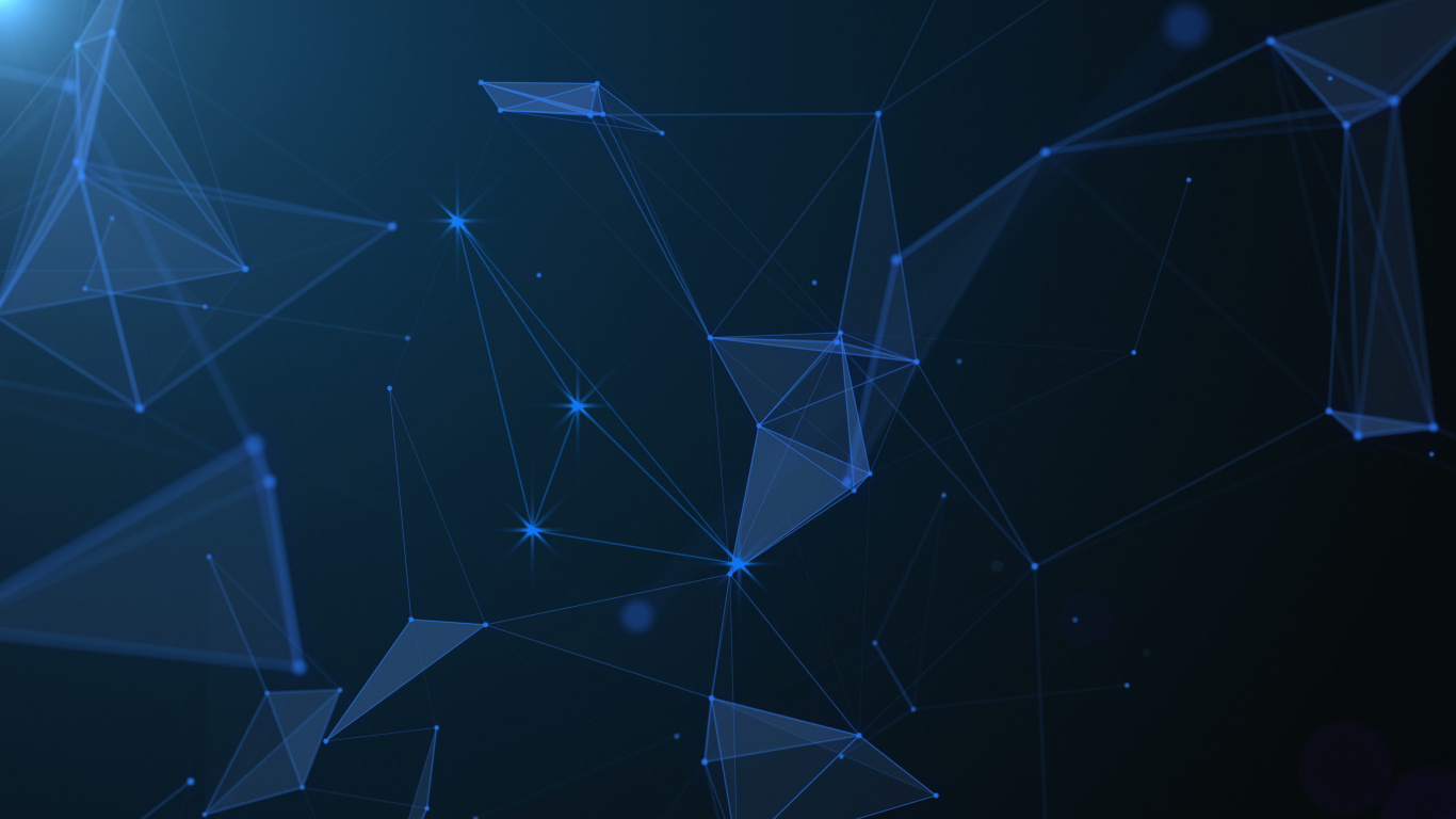 Обои треугольник, синий, космос, линия, симметрия в разрешении 1366x768