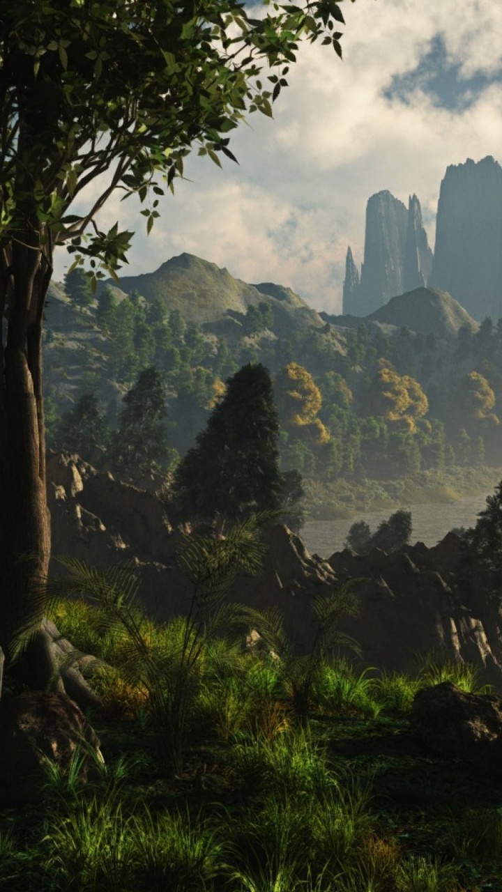 Обои пейзажная живопись, пейзаж, театральные декорации, природа, растительность в разрешении 720x1280