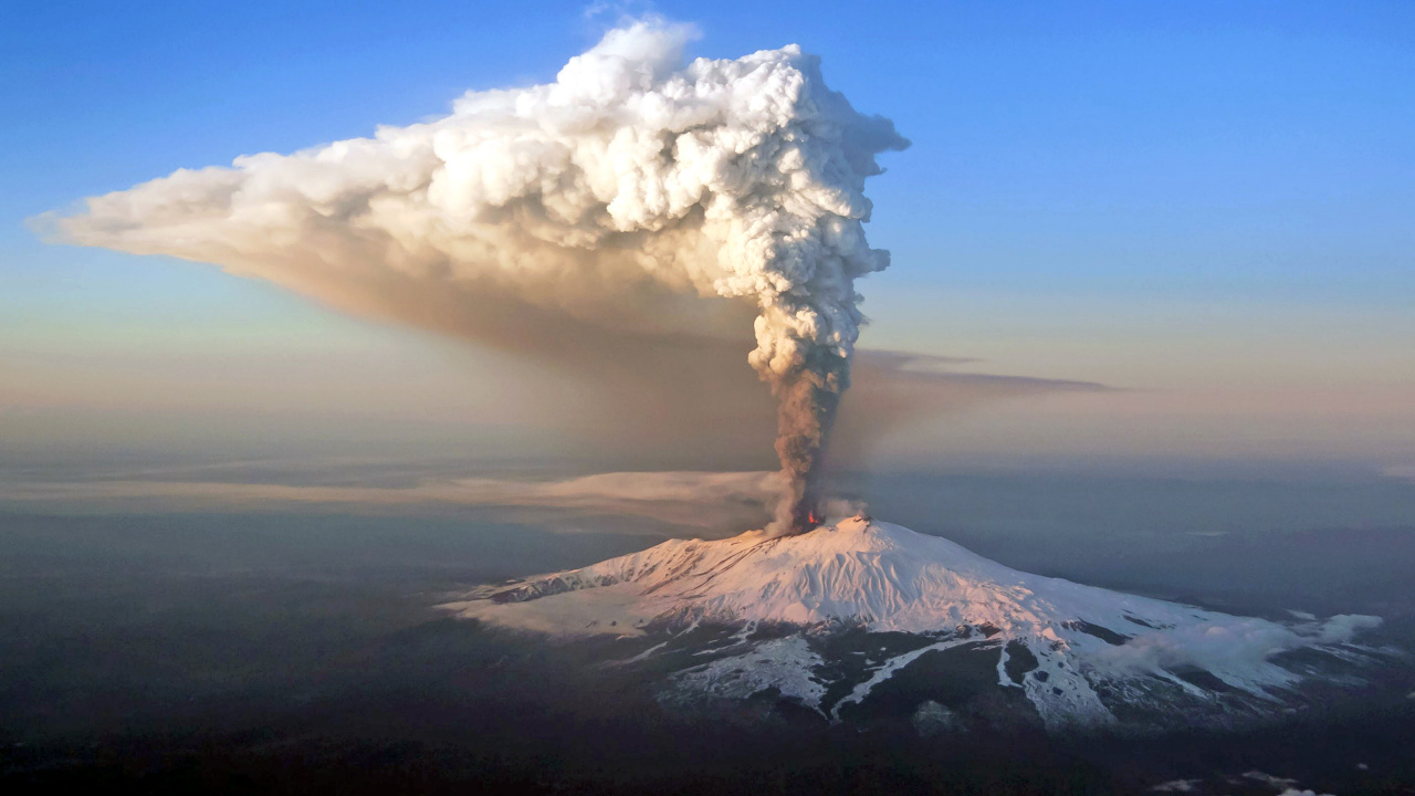 Обои Этна, Таормина, вулкан, стратовулкан, щитовой вулкан в разрешении 1280x720