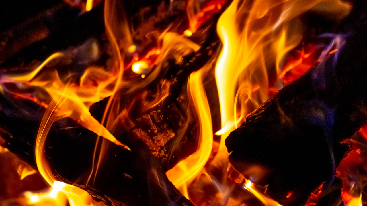 Обои огонь, пламя, тепло, Апельсин, костер в разрешении 1280x720