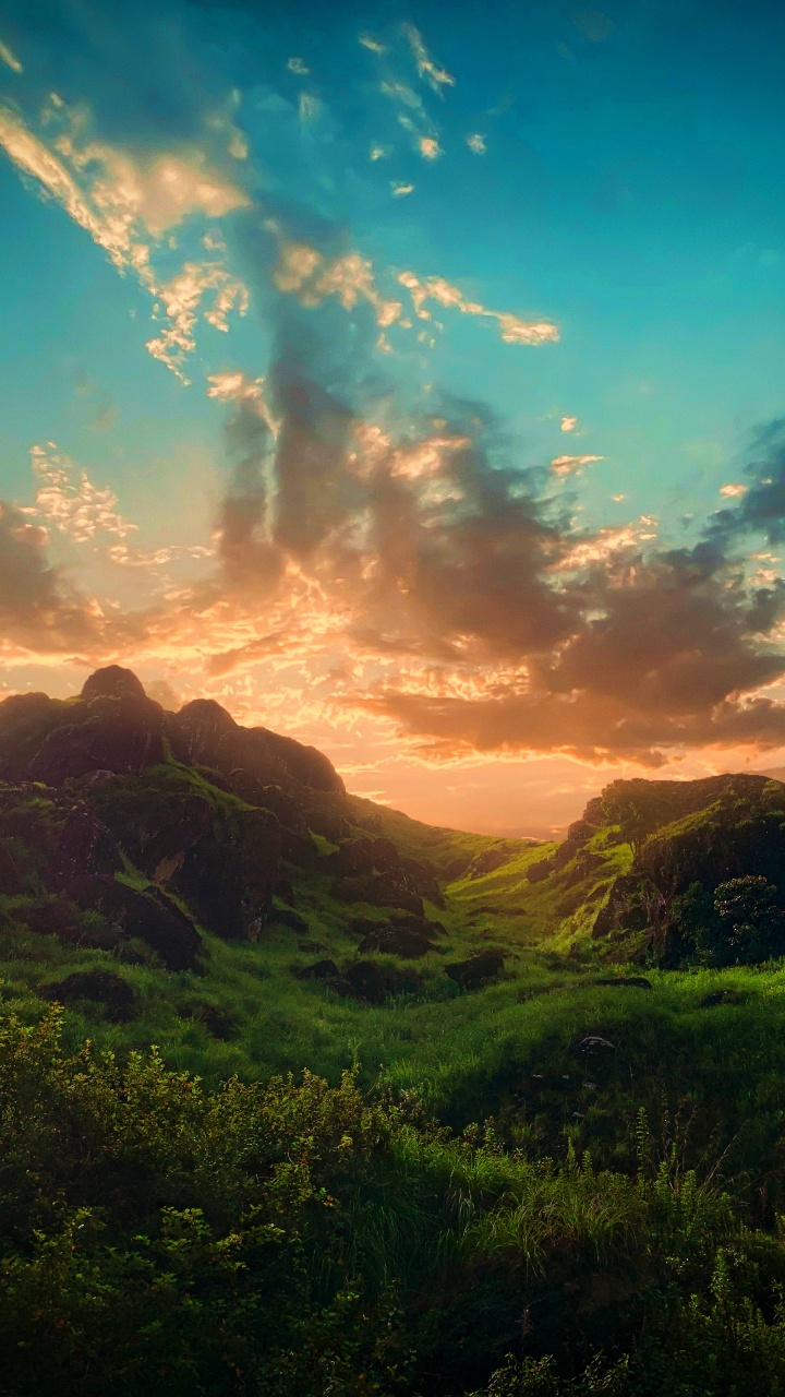 Обои пейзаж, природа, иллюстрация, облако, атмосфера в разрешении 720x1280