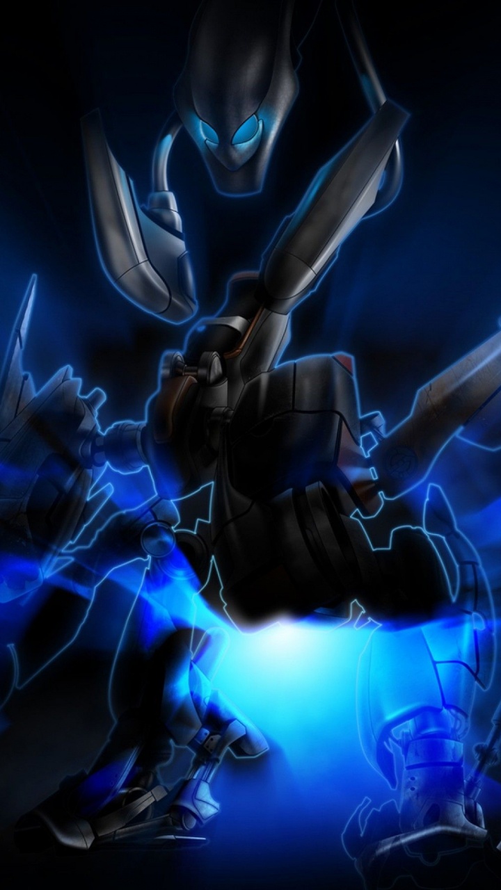 Обои dell, Alienware, синий, электрик, фрактальное искусство в разрешении 720x1280