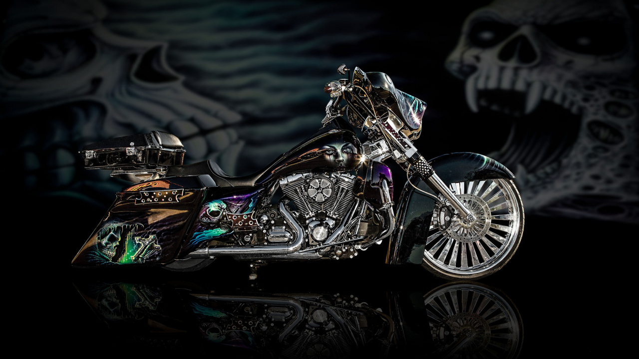 Обои мотоцикл, обод, Чоппер, металл, двигатель в разрешении 1280x720