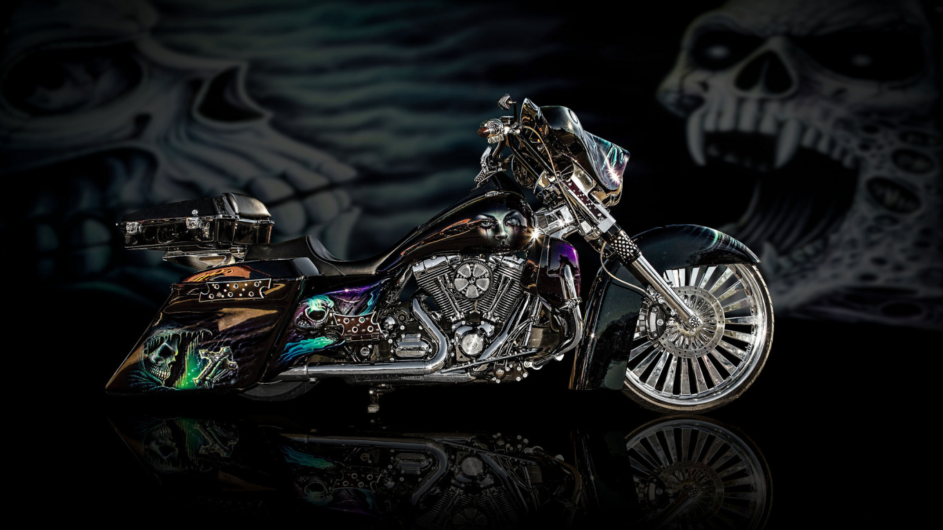 Обои мотоцикл, обод, Чоппер, металл, двигатель в разрешении 1366x768