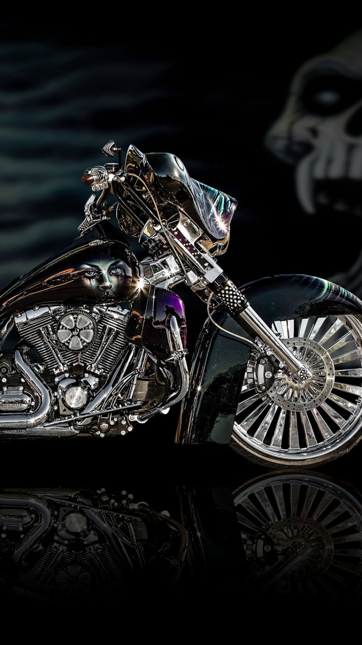Обои мотоцикл, обод, Чоппер, металл, двигатель в разрешении 720x1280