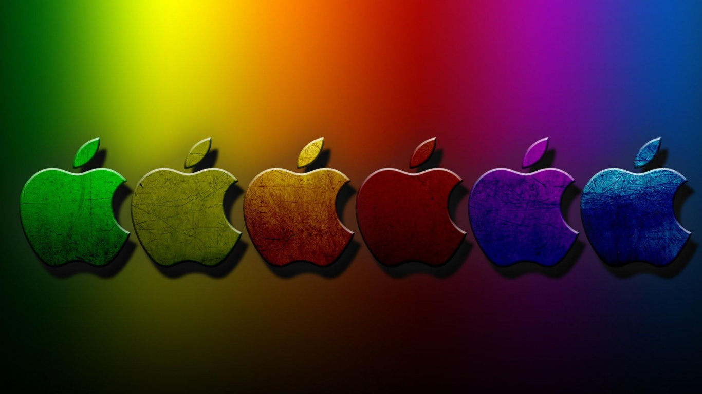 Обои apple, красный цвет, зеленый, текст, сердце в разрешении 1366x768