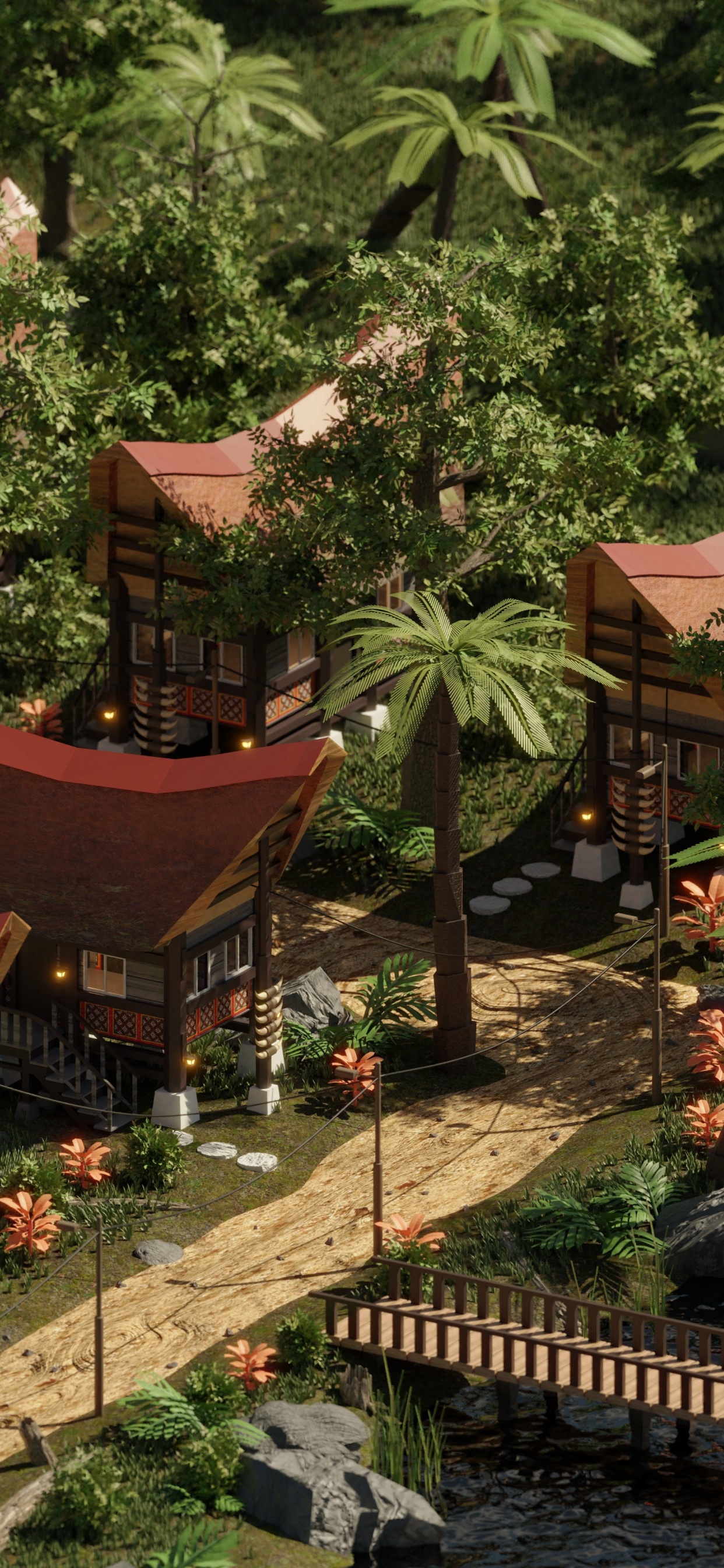 Обои прибежище, Индонезия, дизайн, графика, растение в разрешении 1242x2688