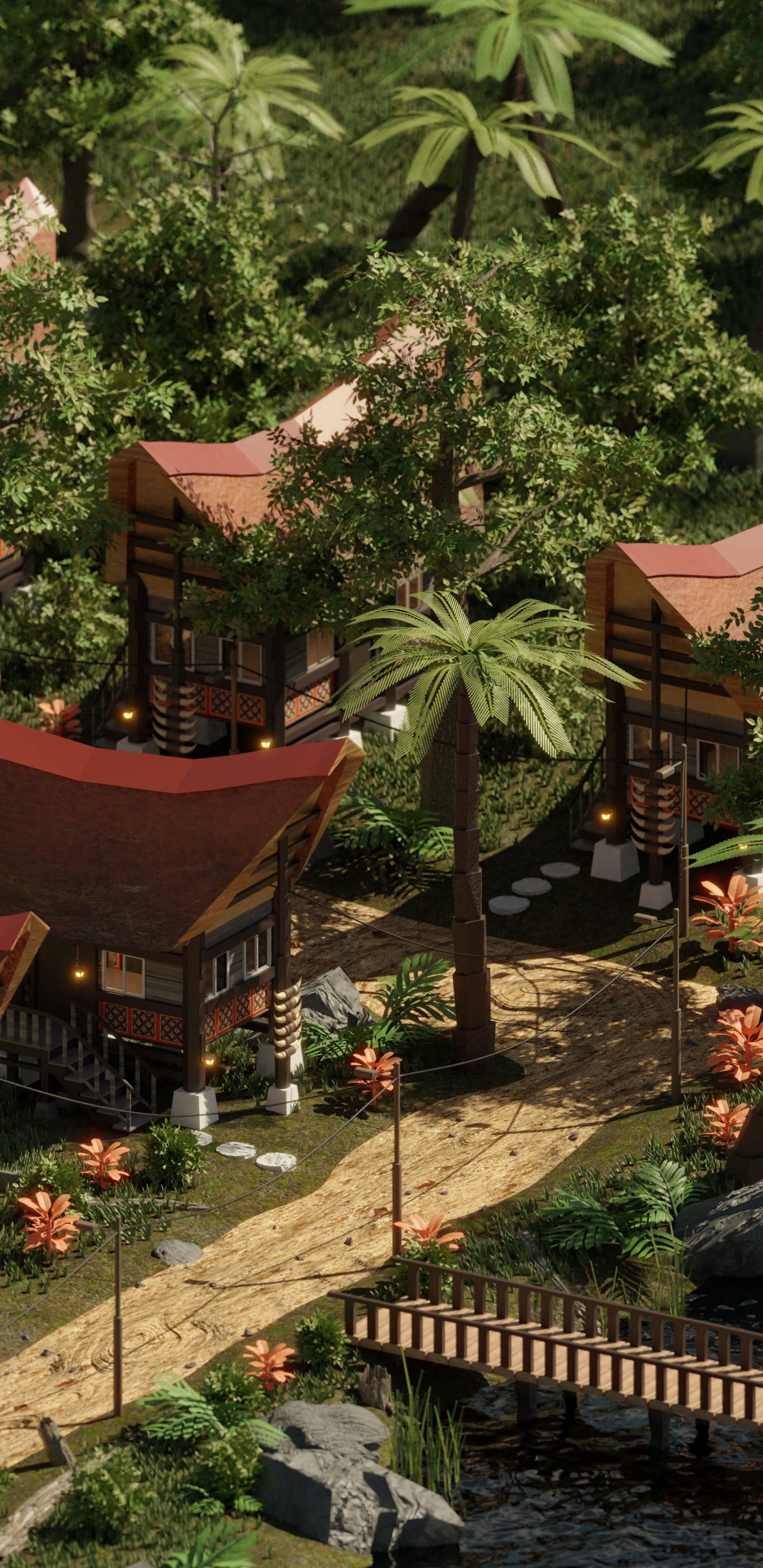 Обои прибежище, Индонезия, дизайн, графика, растение в разрешении 1440x2960