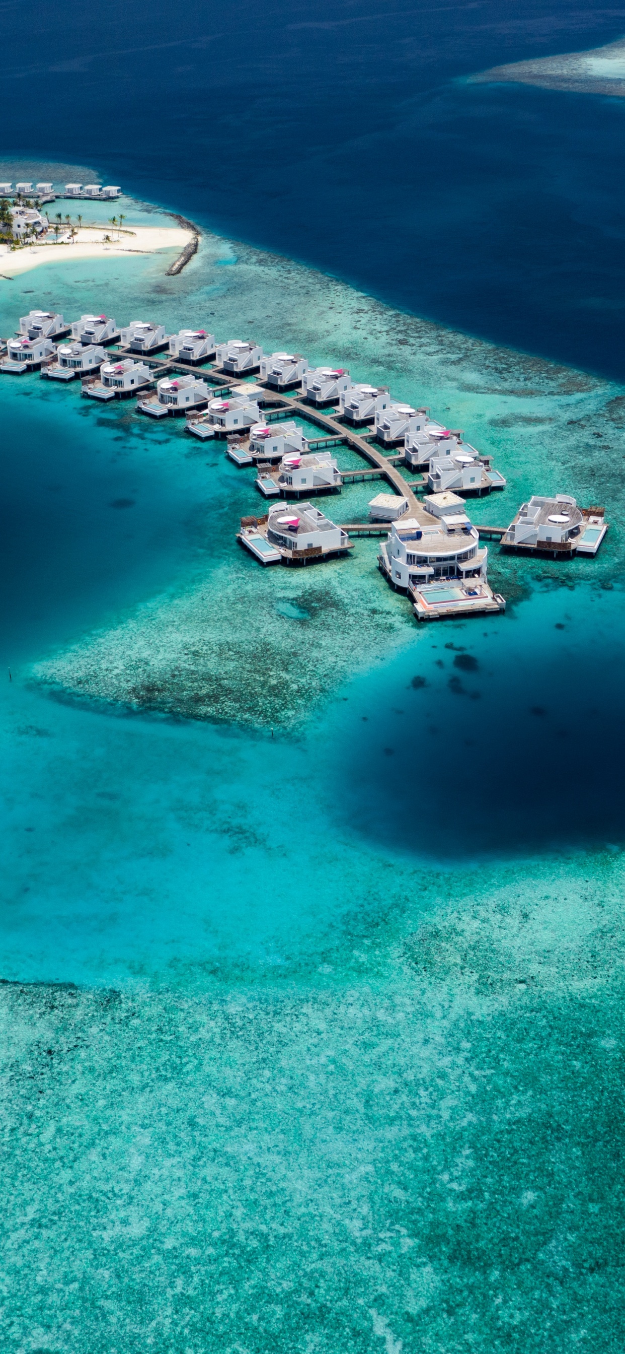 Обои Атолл, прибрежные и океанические рельефы, море, Лагуна, лазурный в разрешении 1242x2688