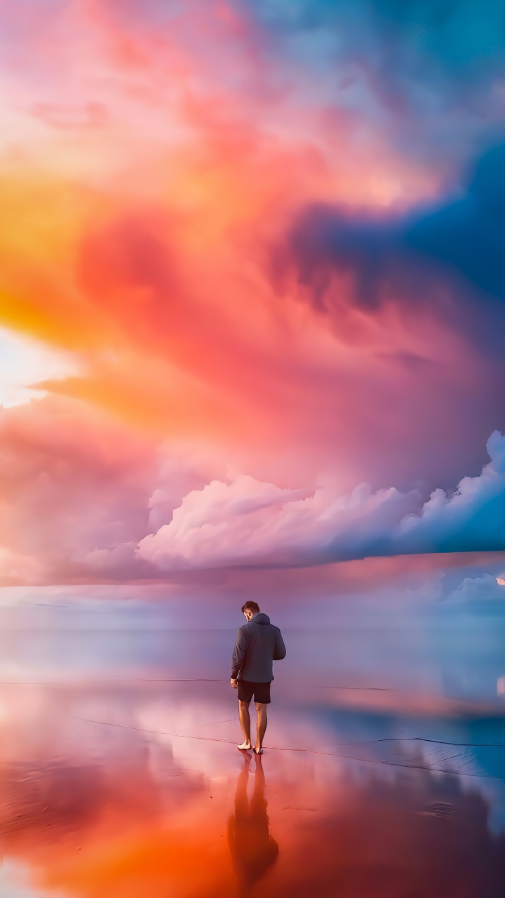 Обои просыпайся в небе, облако, атмосфера, Люди в природе, послесвечение в разрешении 720x1280