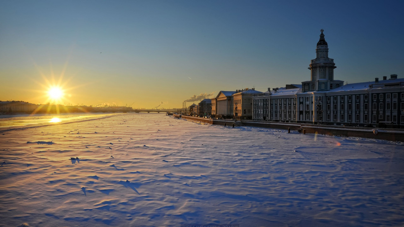 Обои вода, отражение, реки, вечер, горизонт в разрешении 1366x768