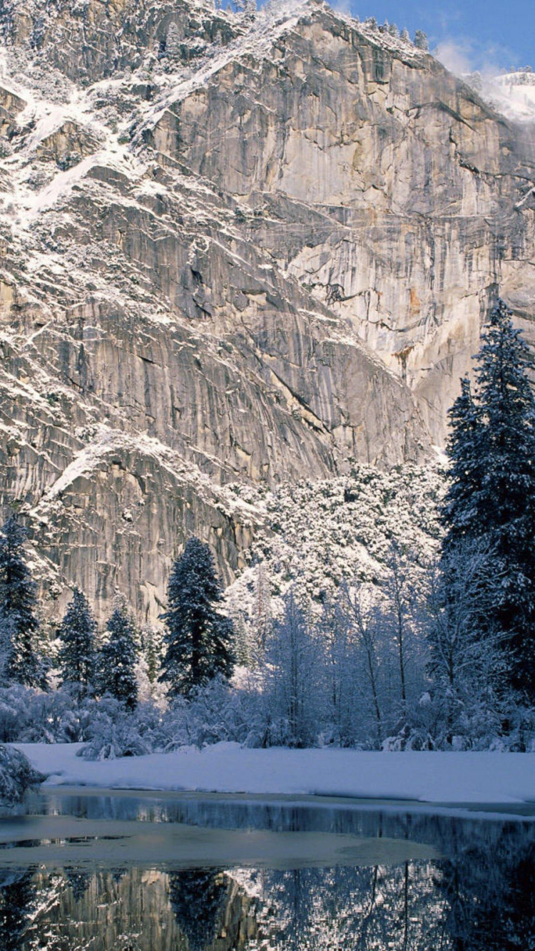 Обои сделал Йосемити стали национальным парком, парк, национальный парк, зима, снег в разрешении 750x1334