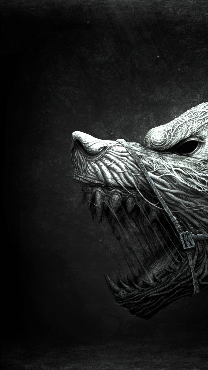 Обои монохромный режим, черный и белый, морда, зацепление, агрессия в разрешении 720x1280