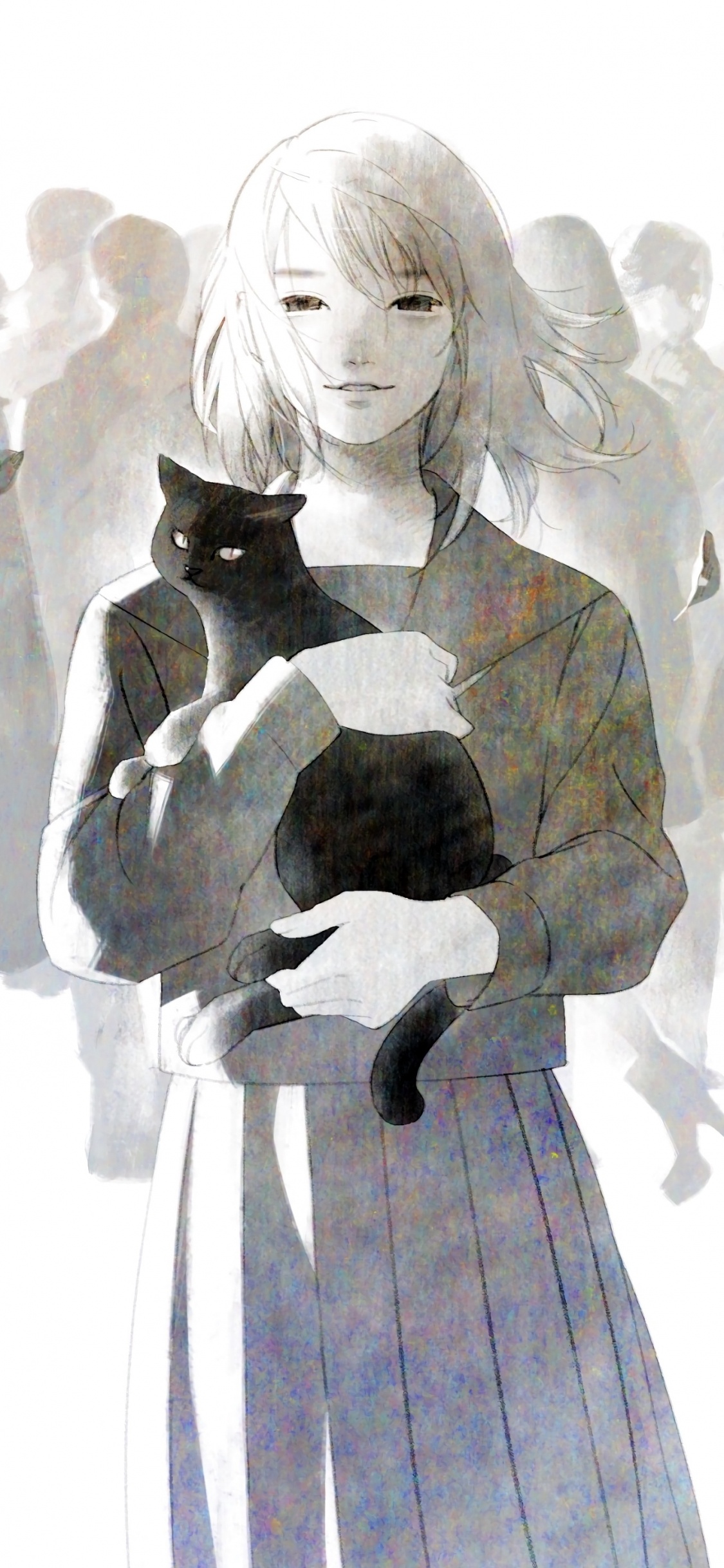 Обои аниме, арт, Девушка кошка, иллюстрация, жест в разрешении 1125x2436