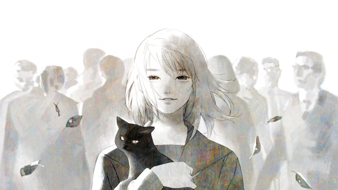 Обои аниме, арт, Девушка кошка, иллюстрация, жест в разрешении 1366x768