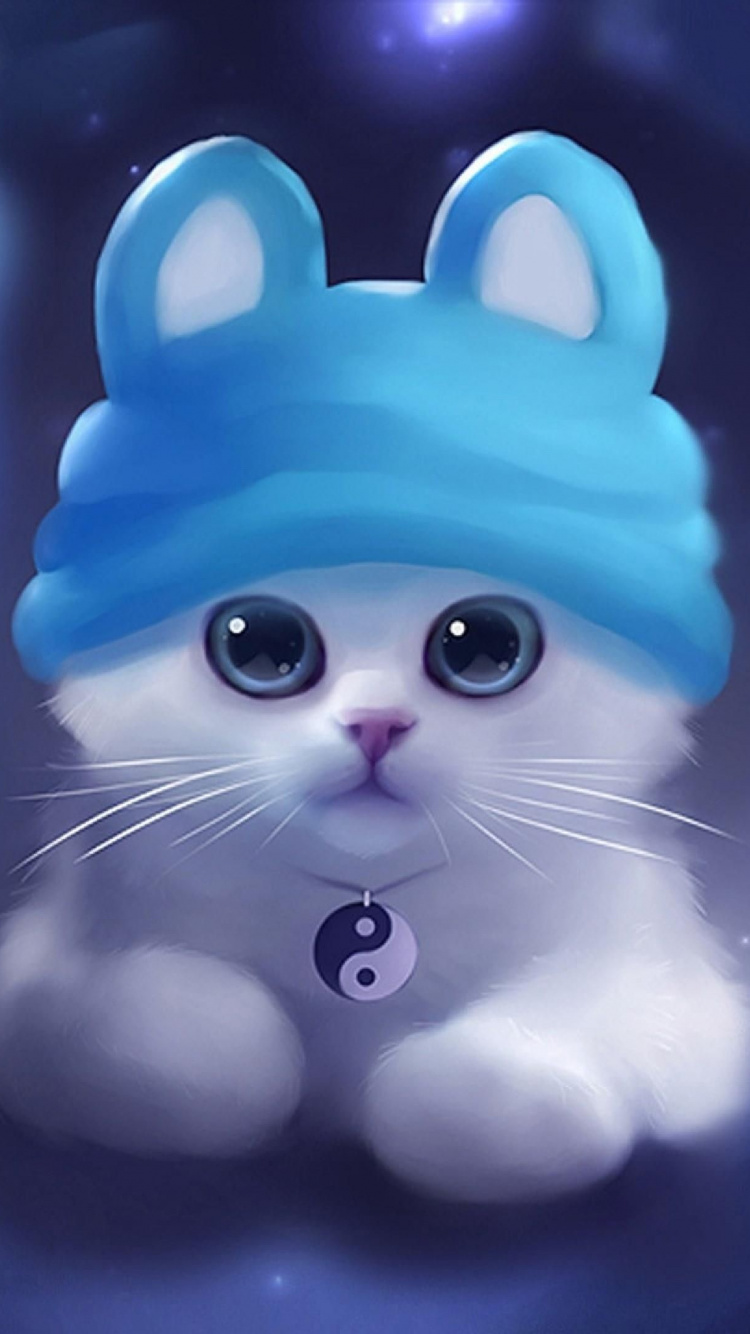 Обои привлекательность, кот, бакенбарды, синий, кошачьих в разрешении 750x1334