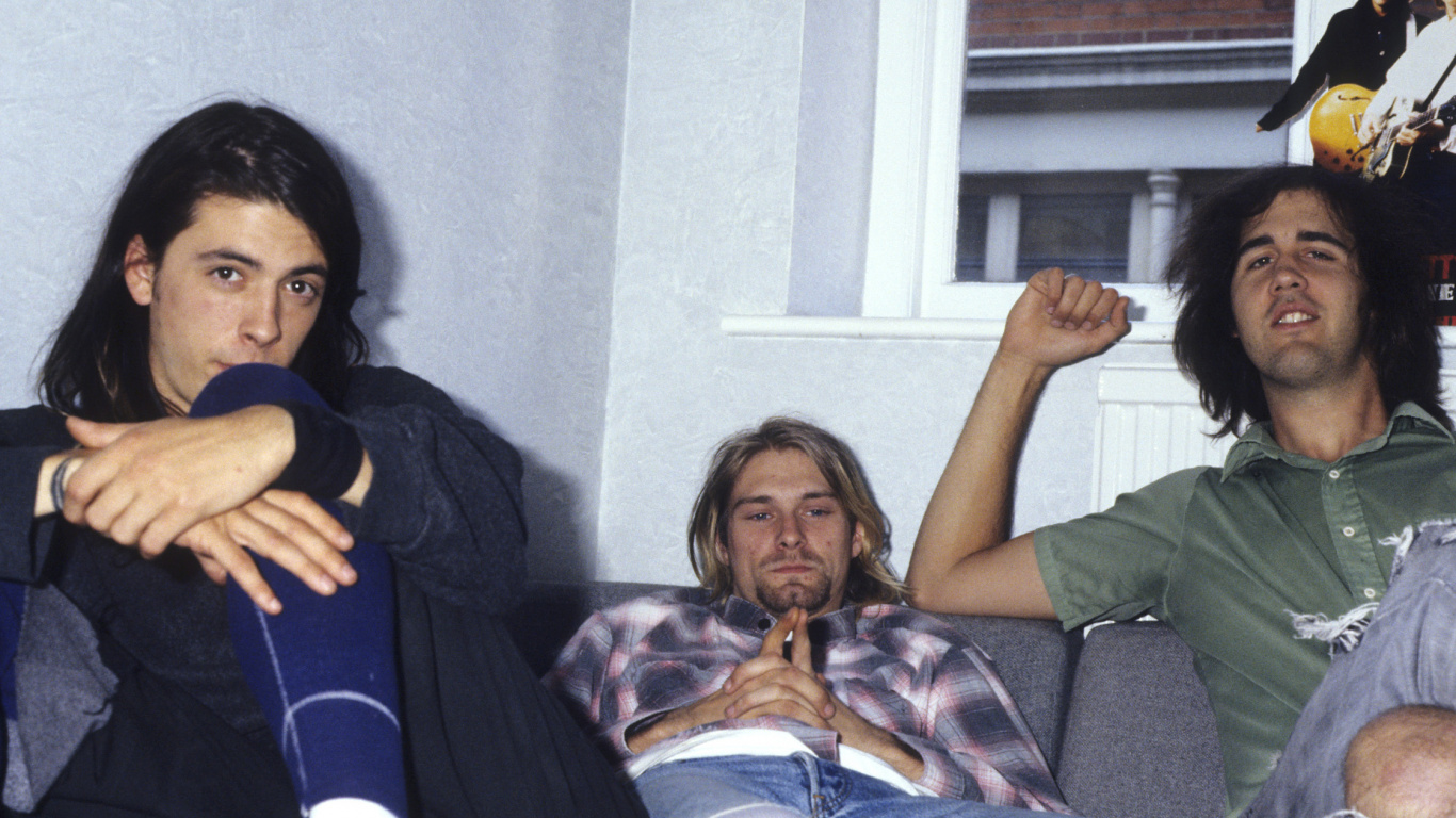 Обои Дэйв Грол, нирвана, Фигу, Foo Fighters, Курт Кобейн drogato в разрешении 1366x768