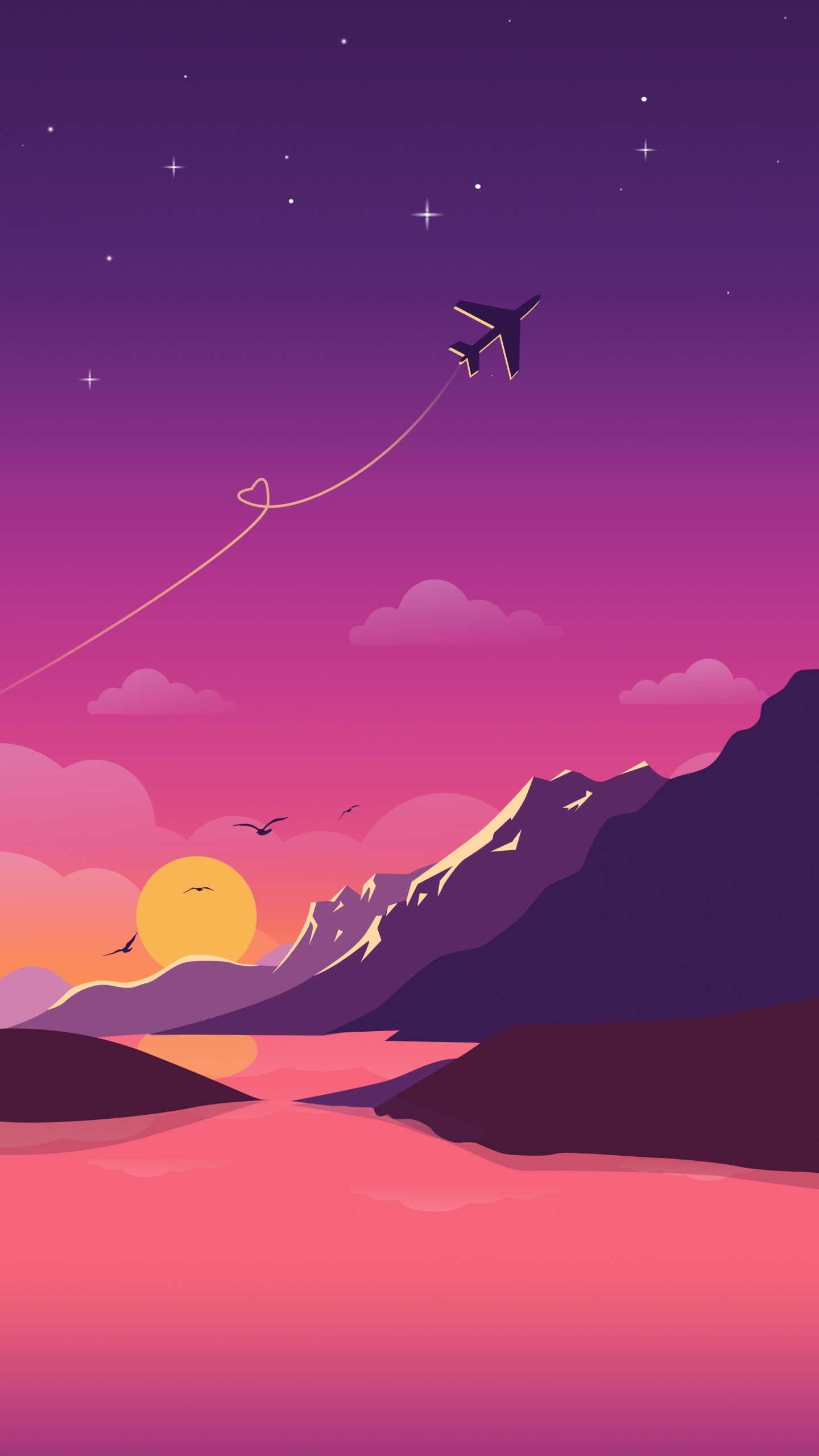 Обои атмосфера, пурпур, облако, природный ландшафт, астрономический объект в разрешении 1440x2560