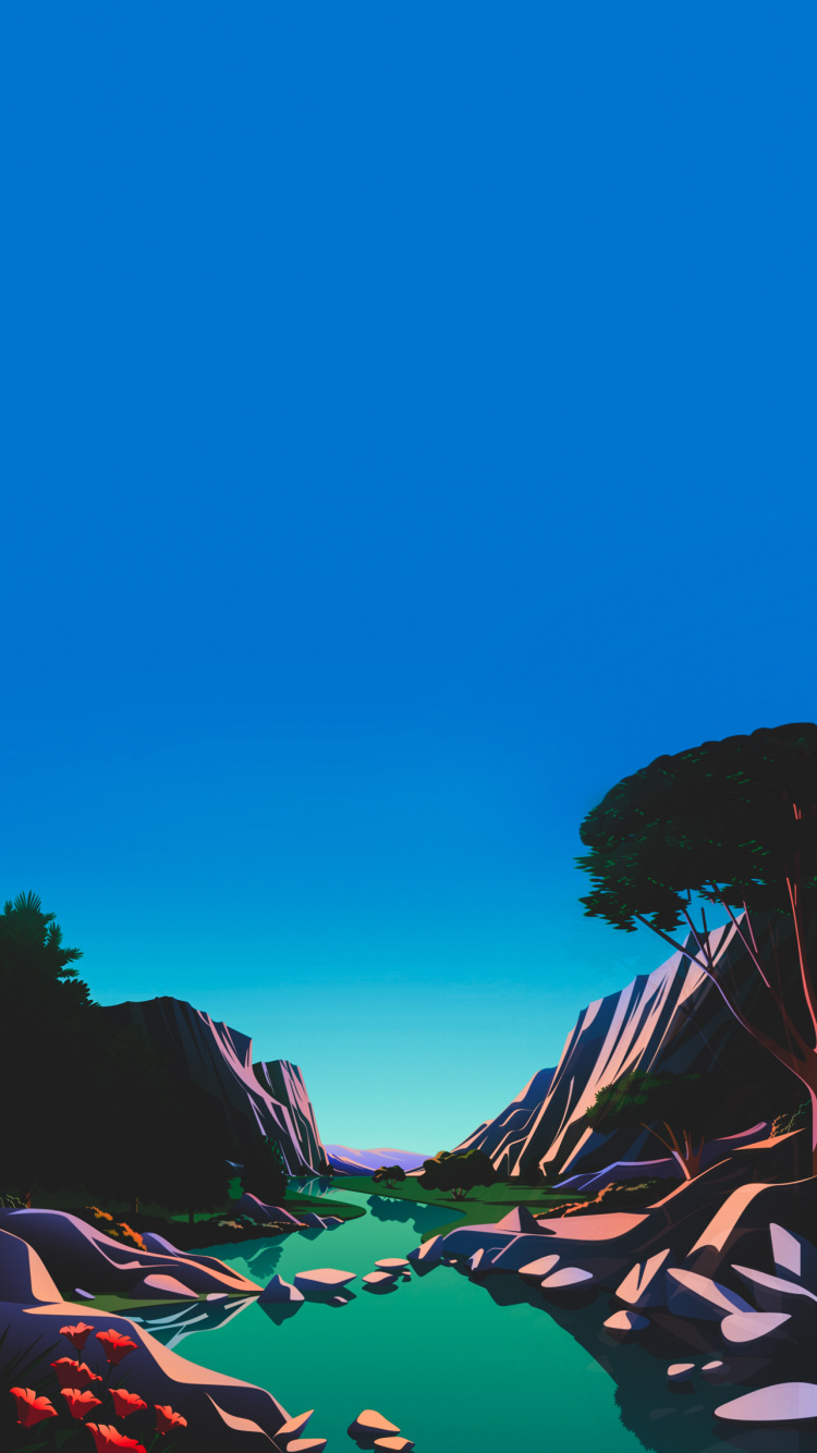 Обои macbook, Операционная система, linux, синий, лазурный в разрешении 750x1334