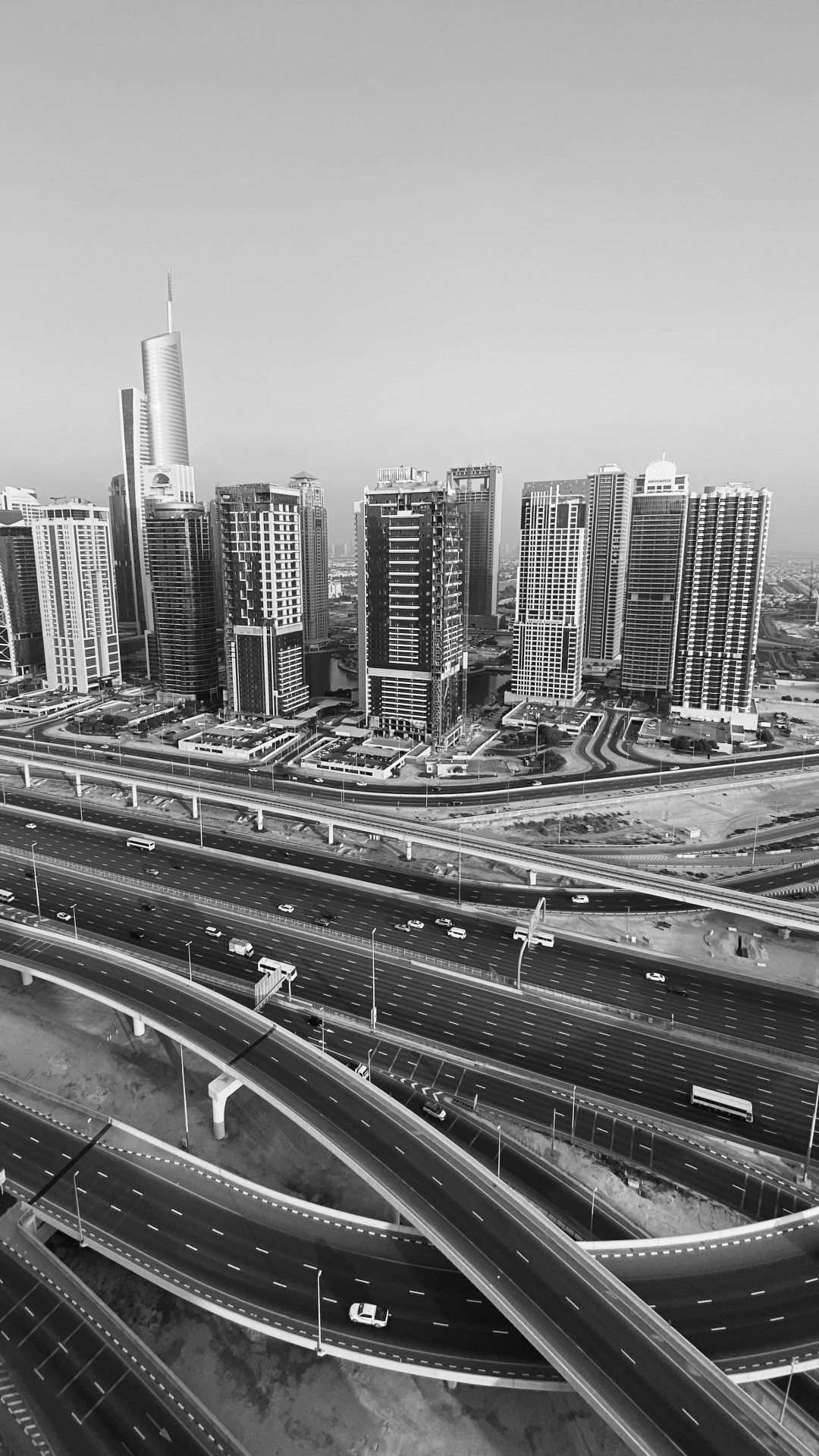 Обои дорога, транспорт, городской район, башня, город в разрешении 1080x1920